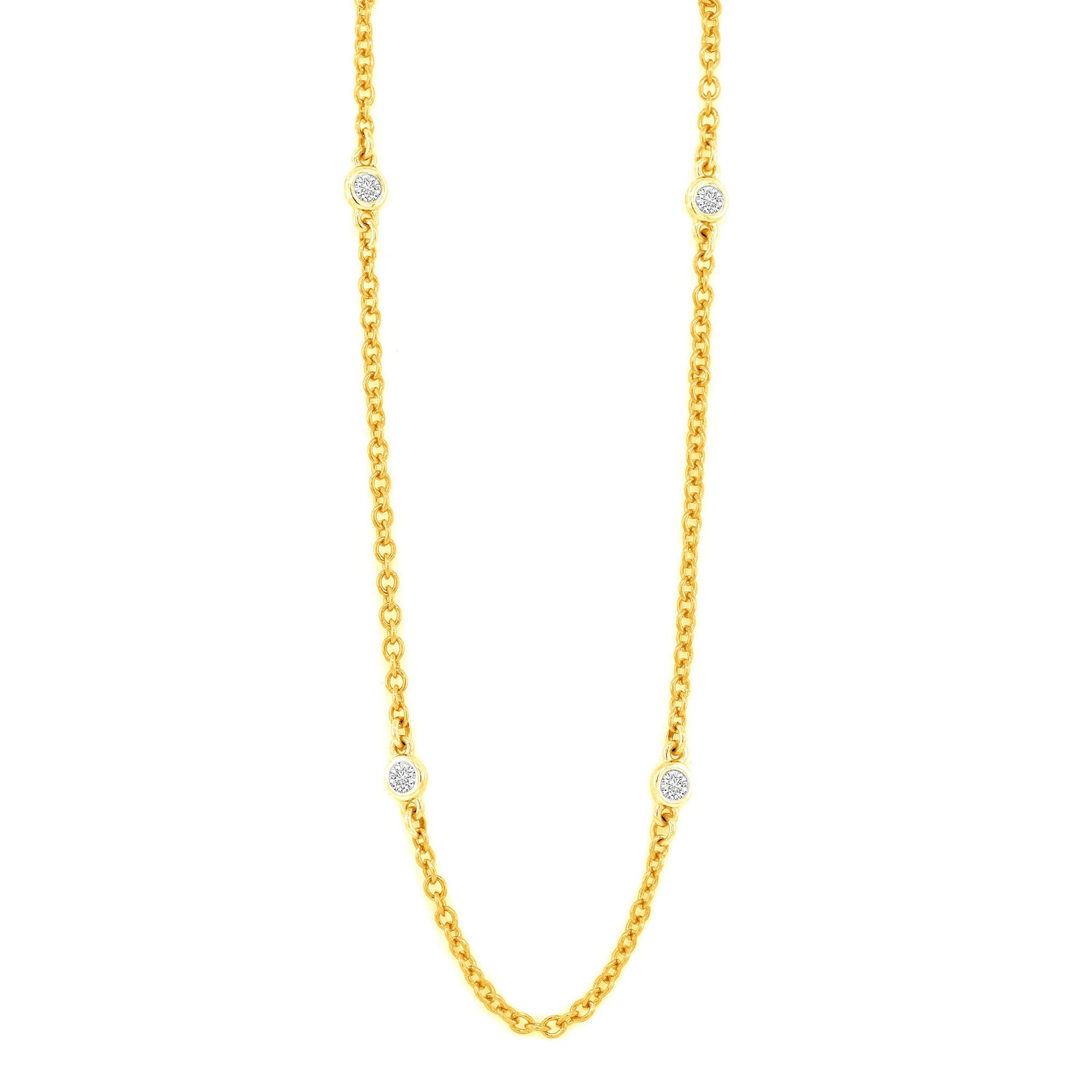 9ct gold seven stone rub over set diamond neckalce with 1" adjuster to 16"  0.15ct