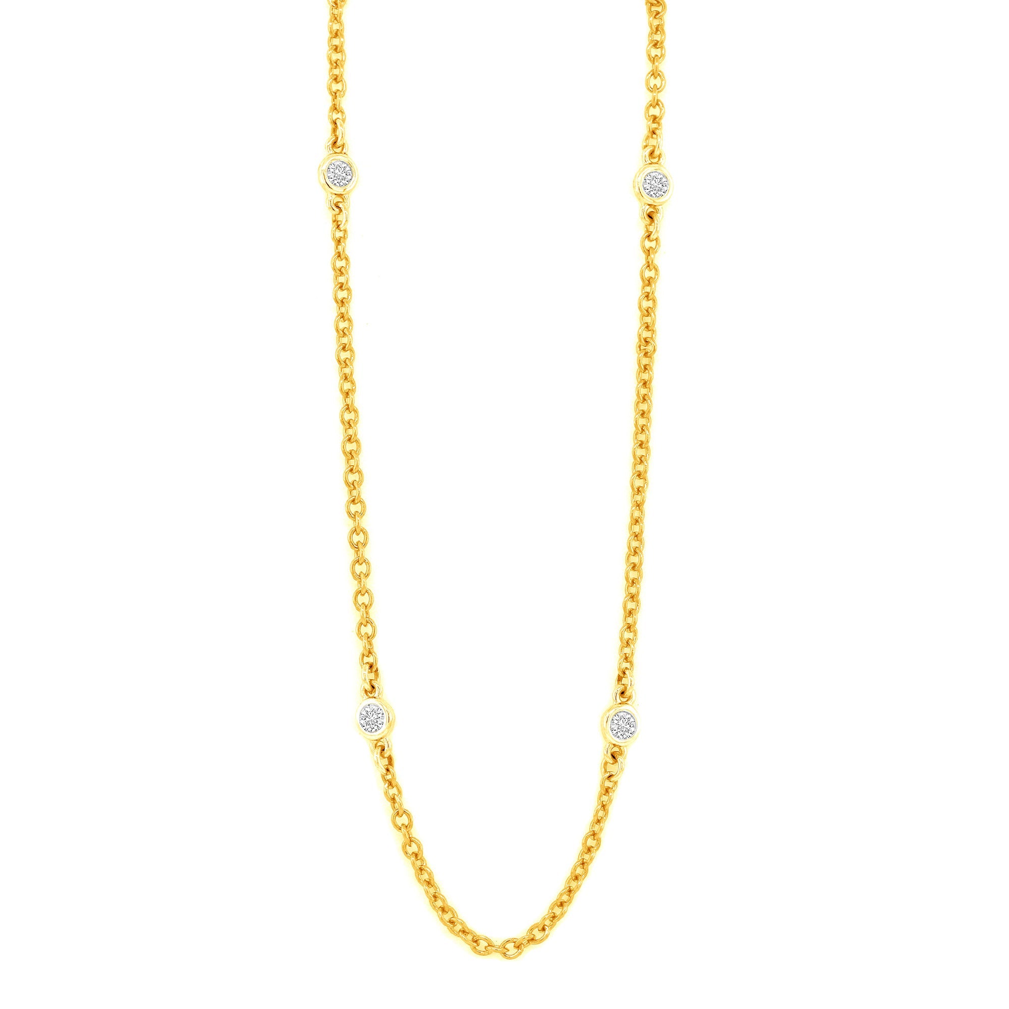 9ct gold seven stone rub over set diamond neckalce with 1" adjuster to 16"  0.15ct