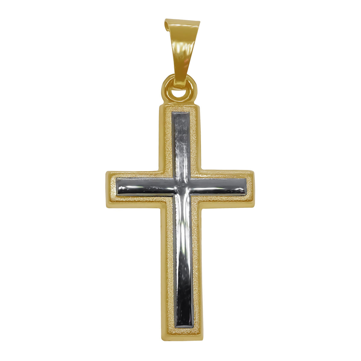 9ct two tone gold 20mm plain cross