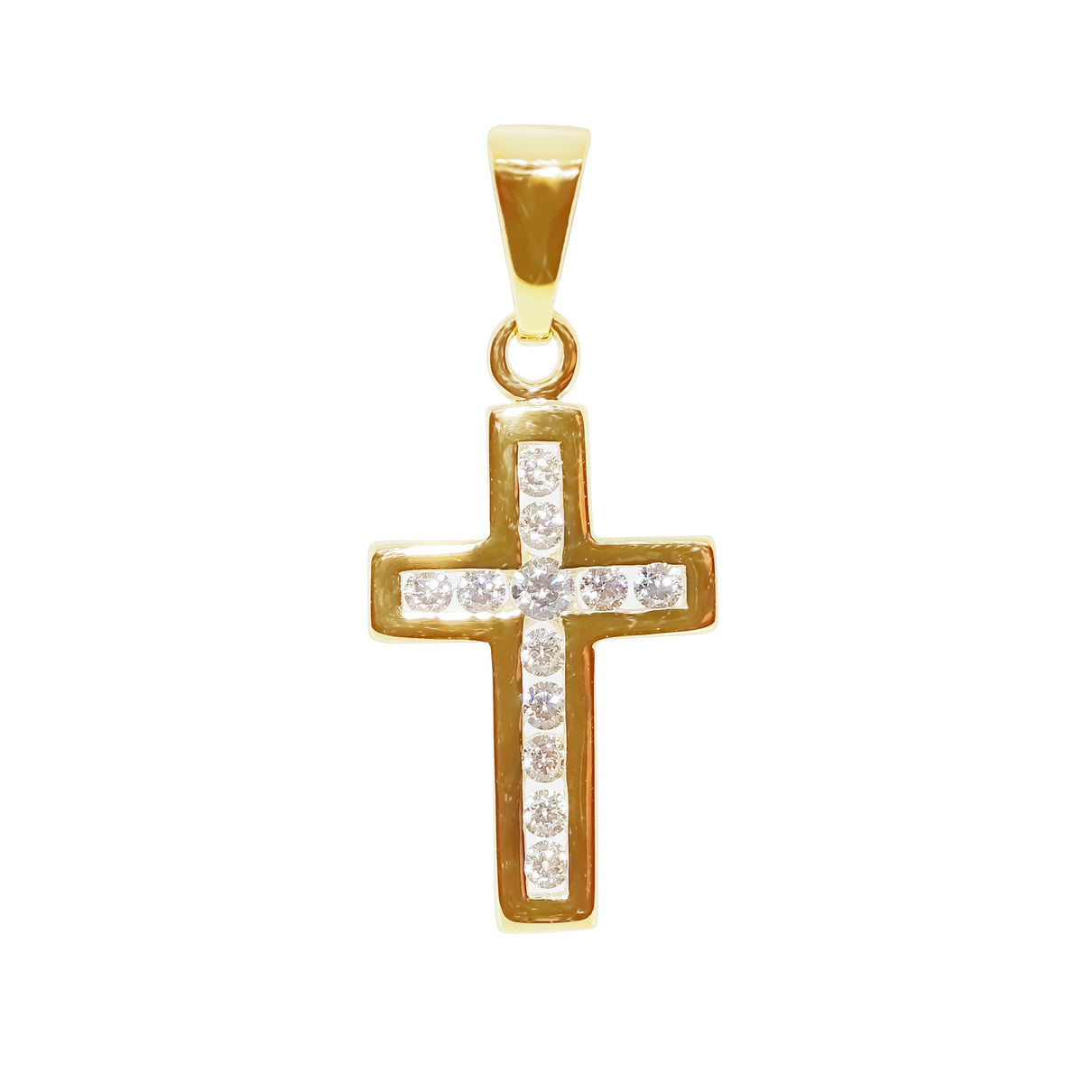 9ct gold cz 16mm cross