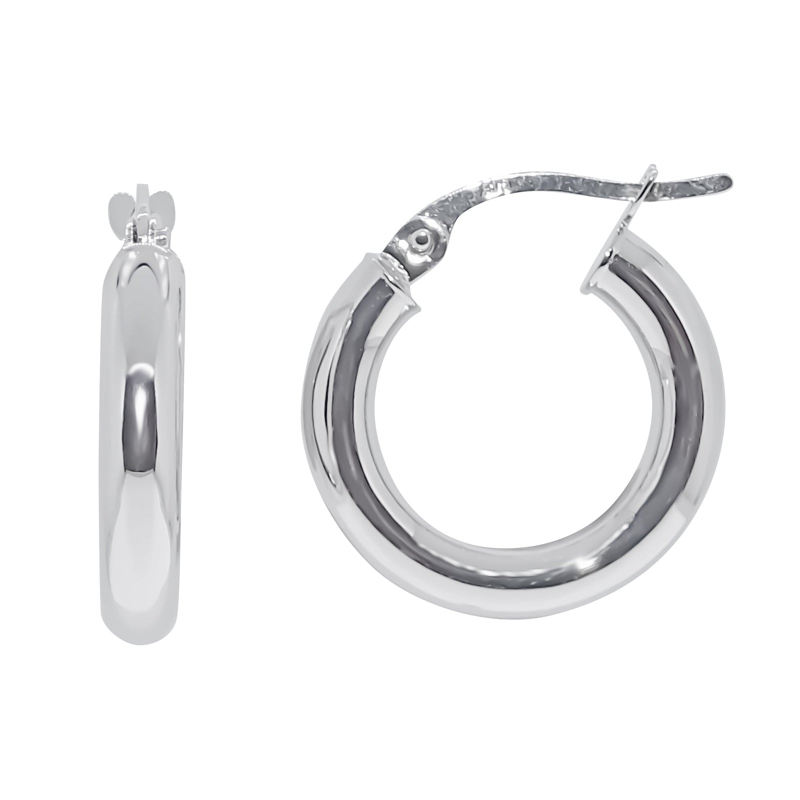 9ct white gold 10mm round hoop earrings