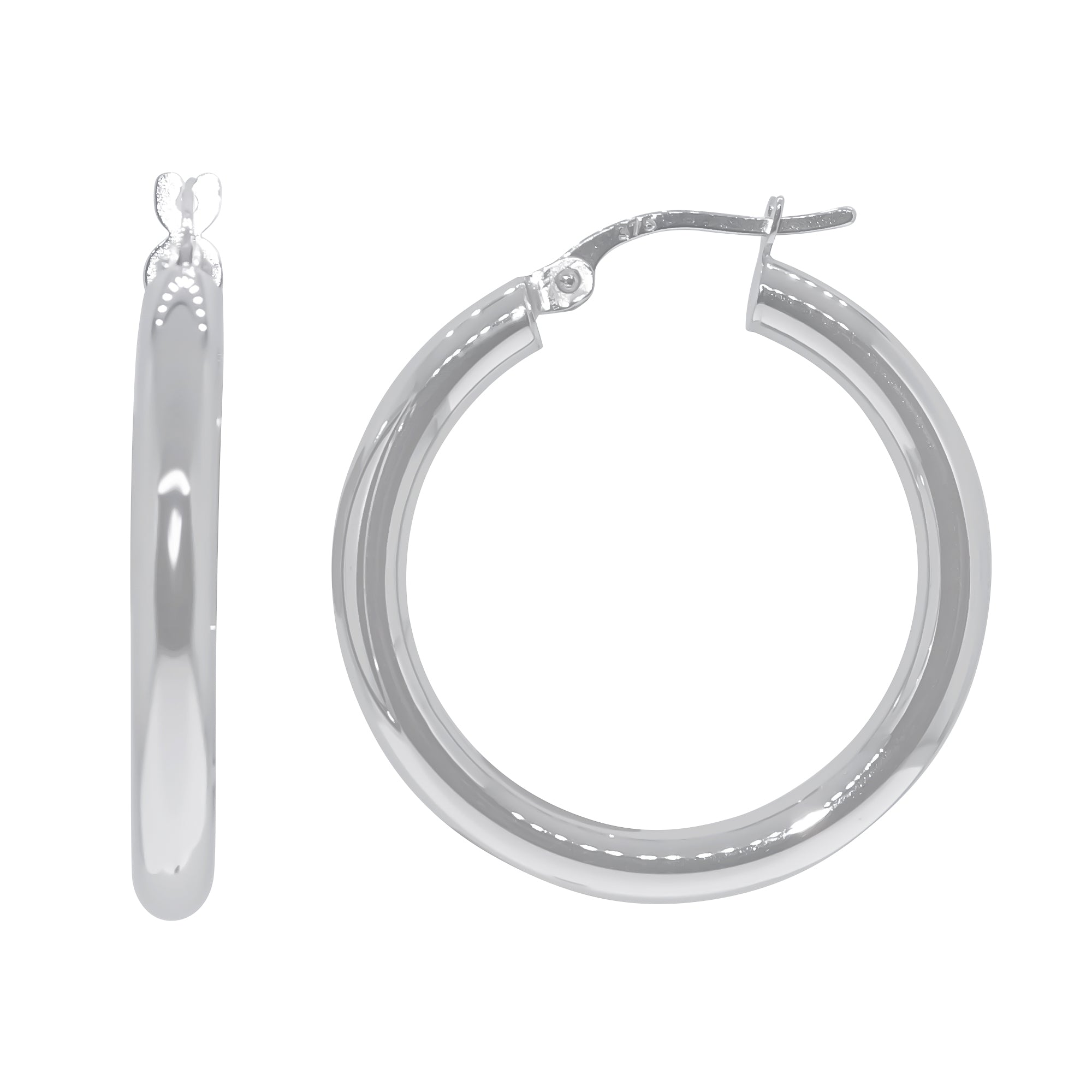 9ct white gold 20mm round hoop earrings