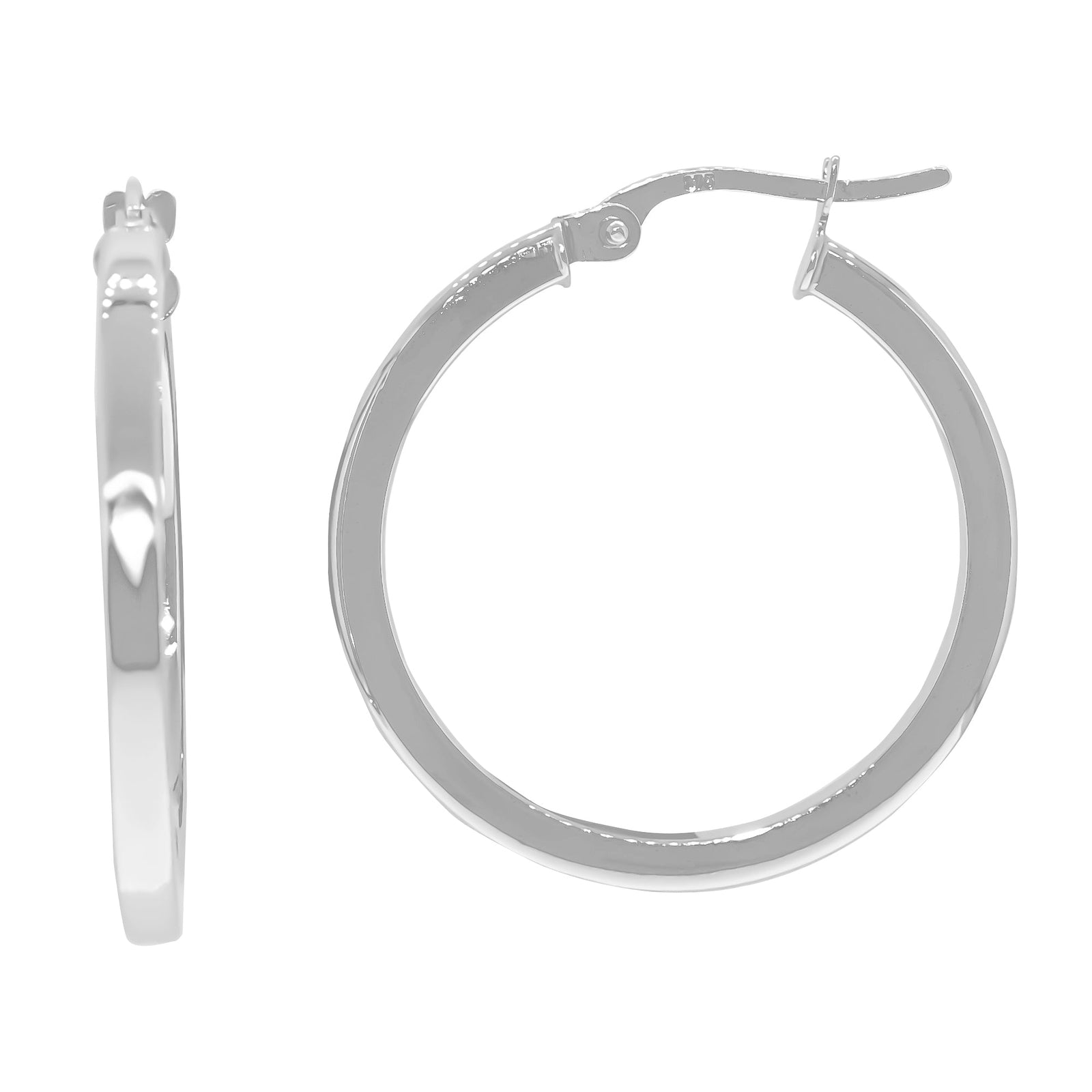 9ct white gold 20mm square hoop earrings