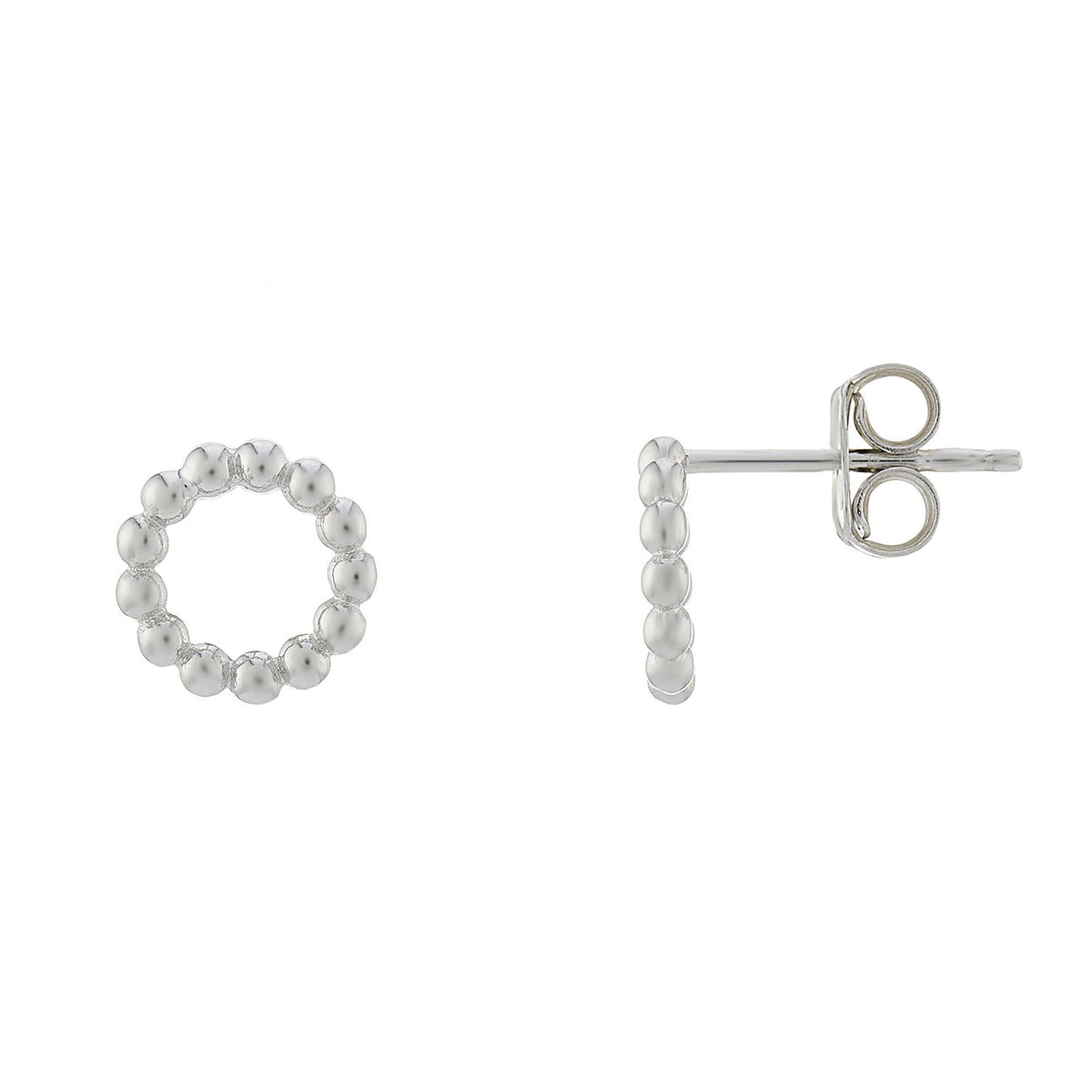 9ct plain white gold ball circle stud earrings