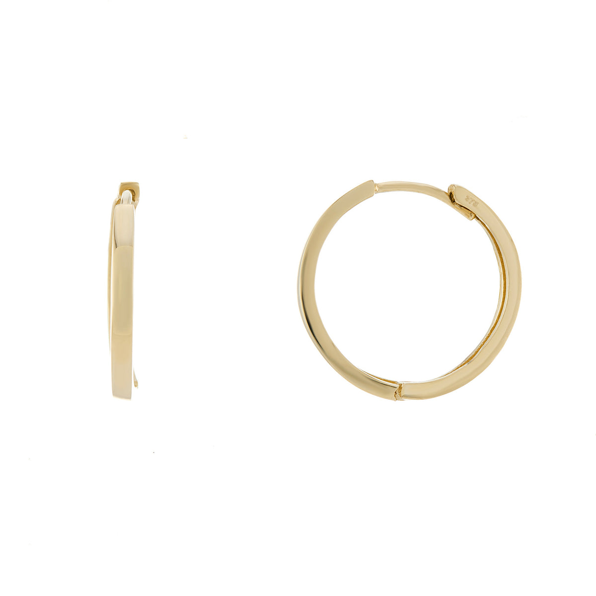 9ct plain gold 2.00mm x 15.0mm huggy earrings