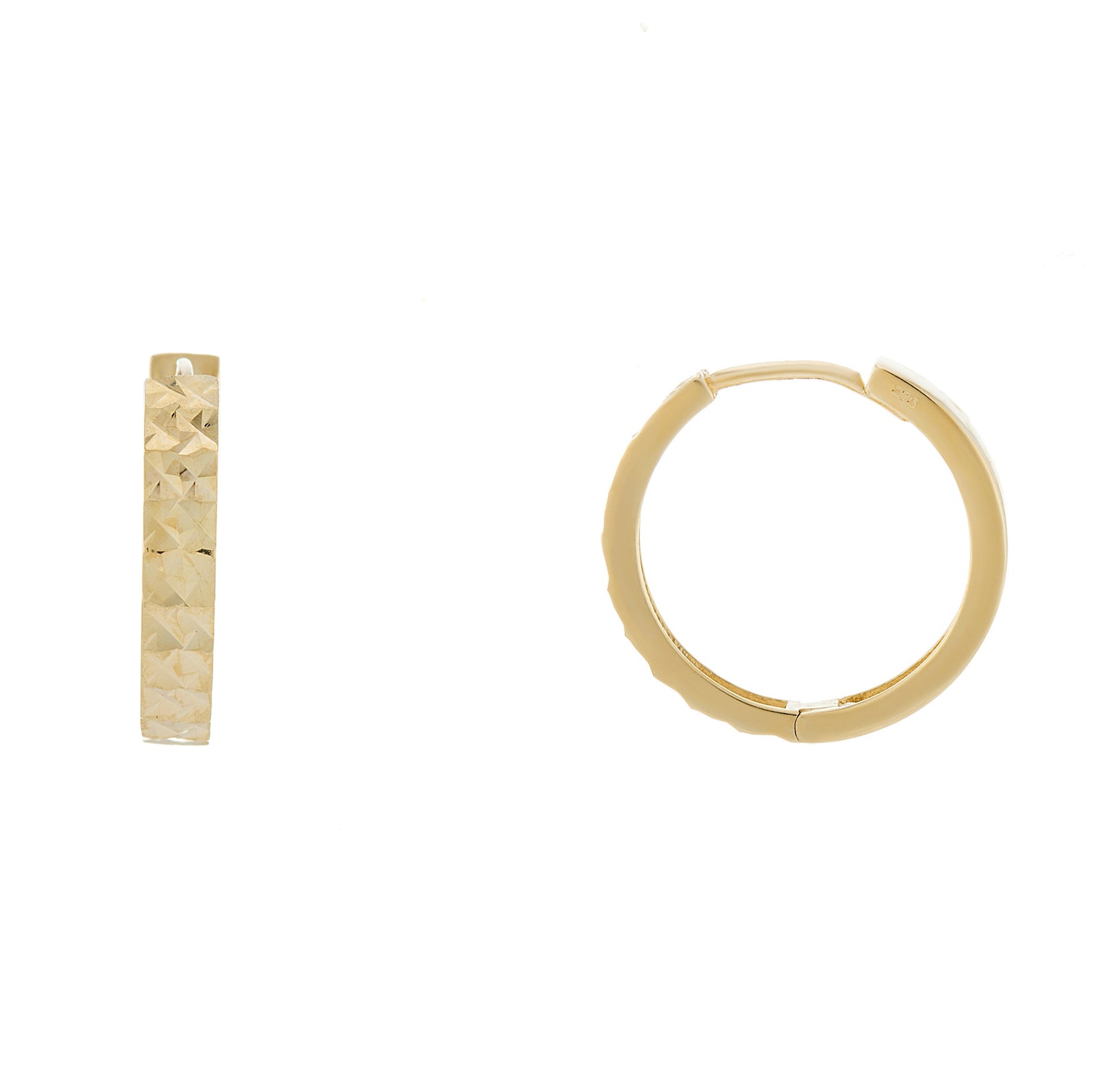 9ct gold 3.00mm x 14.00mm d/c huggy earrings