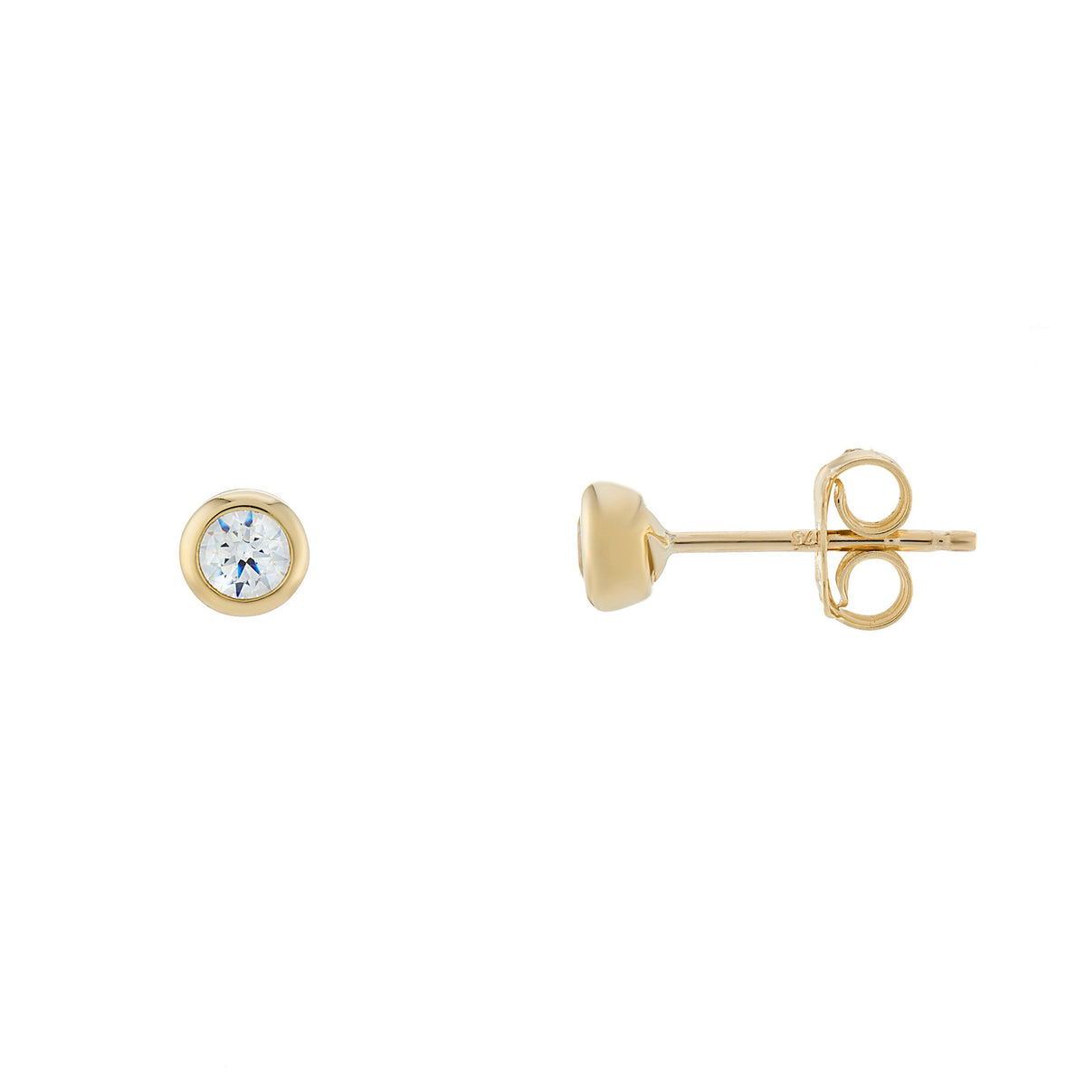 9ct gold 5mm cz bouton stud earrings (total width)