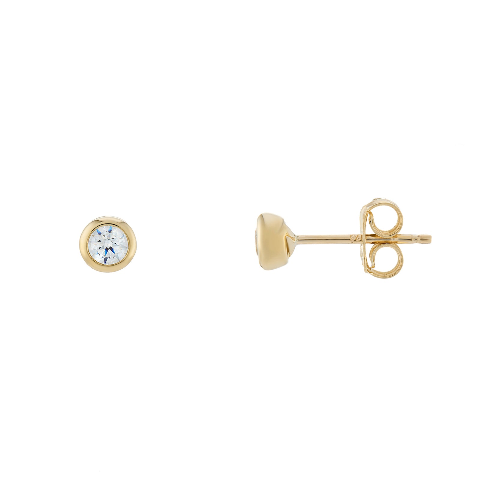 9ct gold 5mm cz bouton stud earrings (total width)