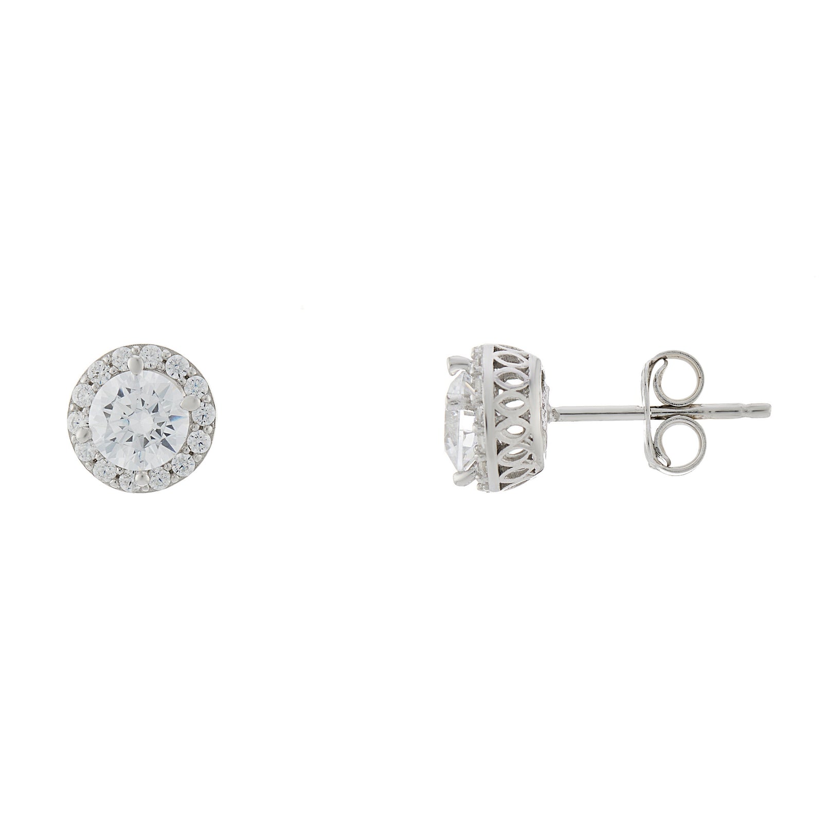 9ct white gold round cz  cluster stud earrings