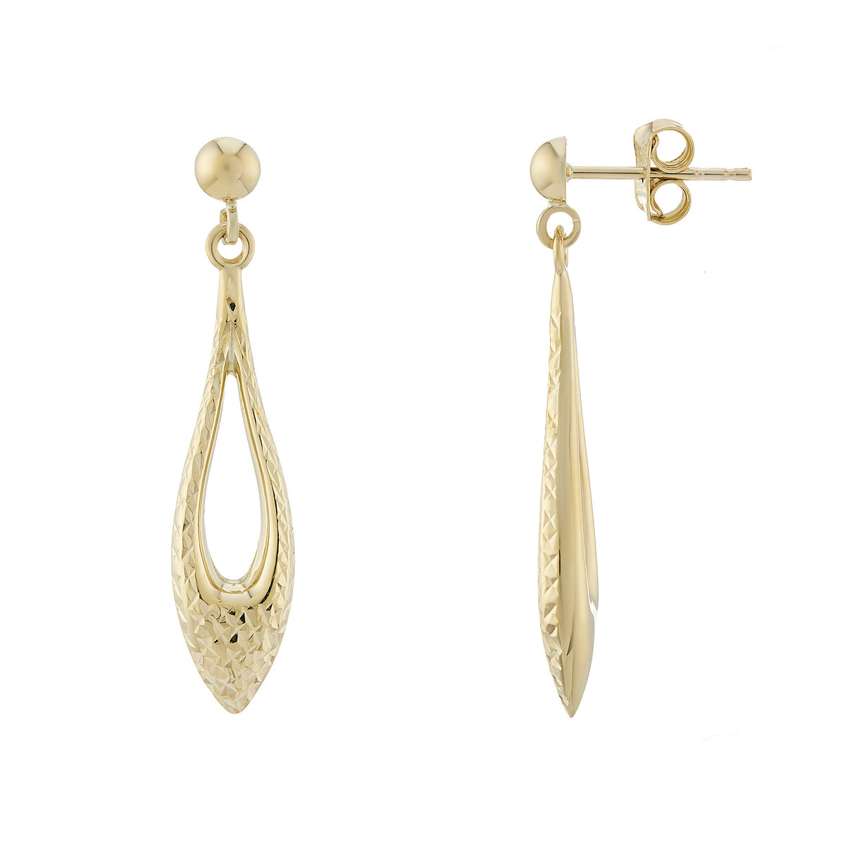 9ct gold d/c drop earrings