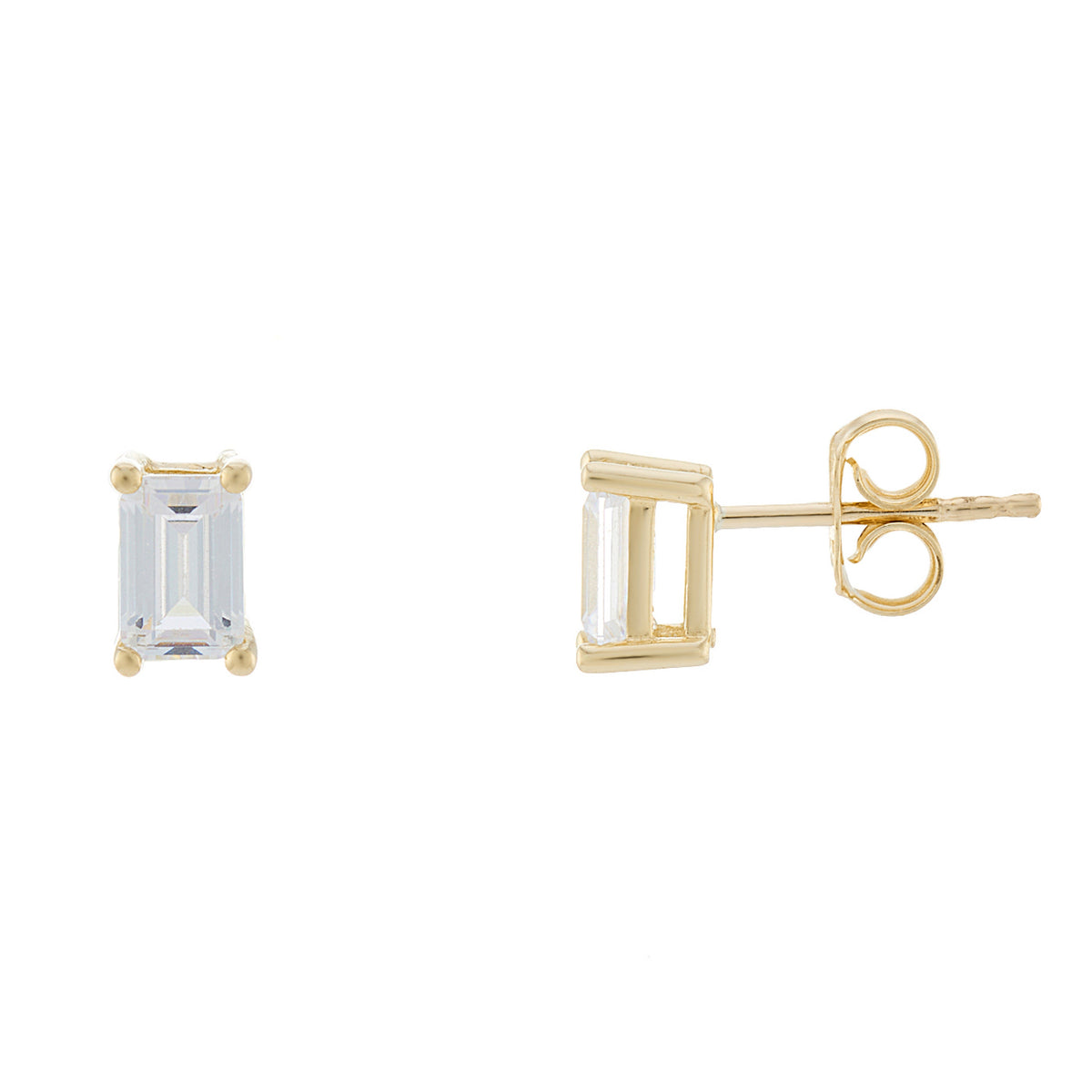 9ct gold baguette cz stud earrings