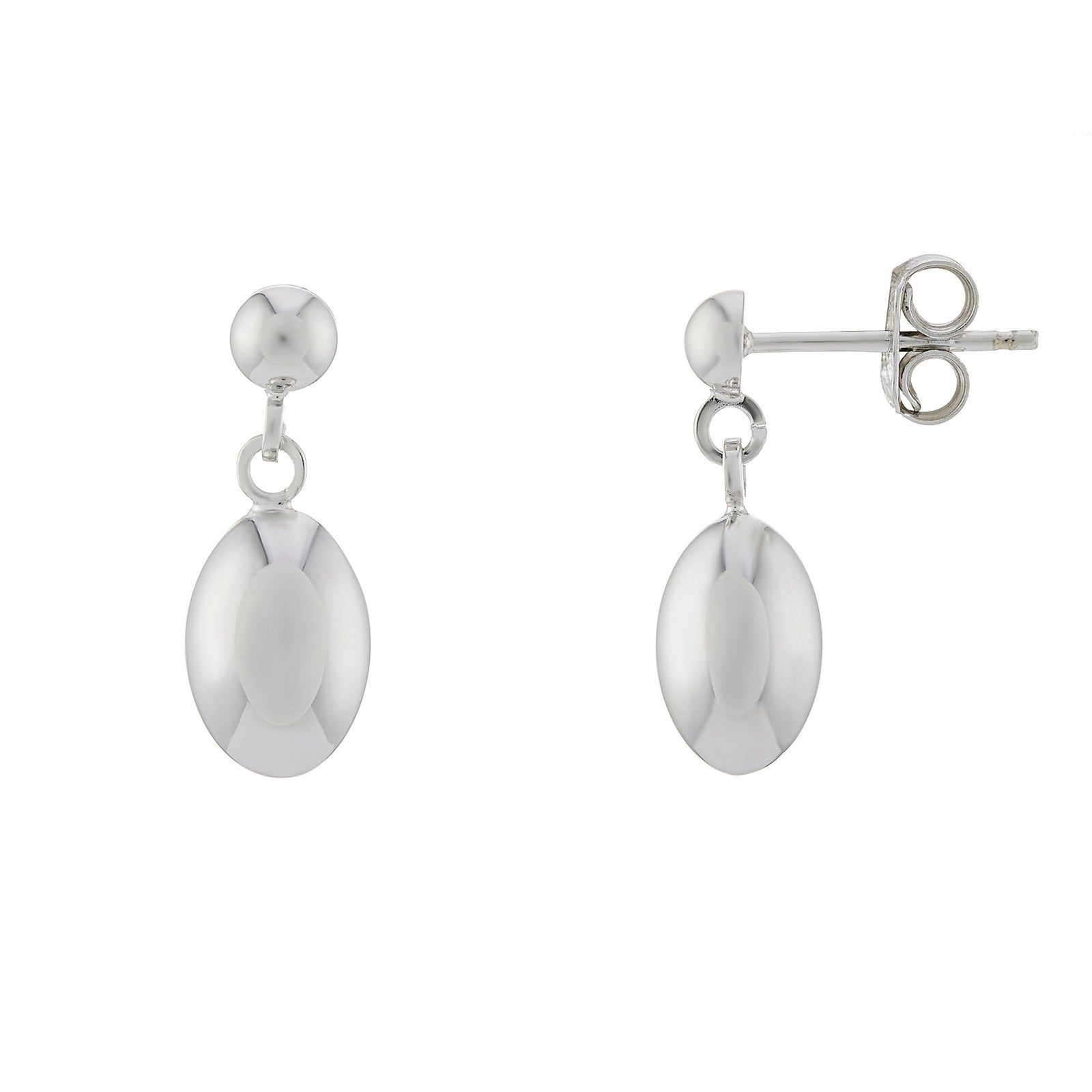 9ct white gold plain drop earrings