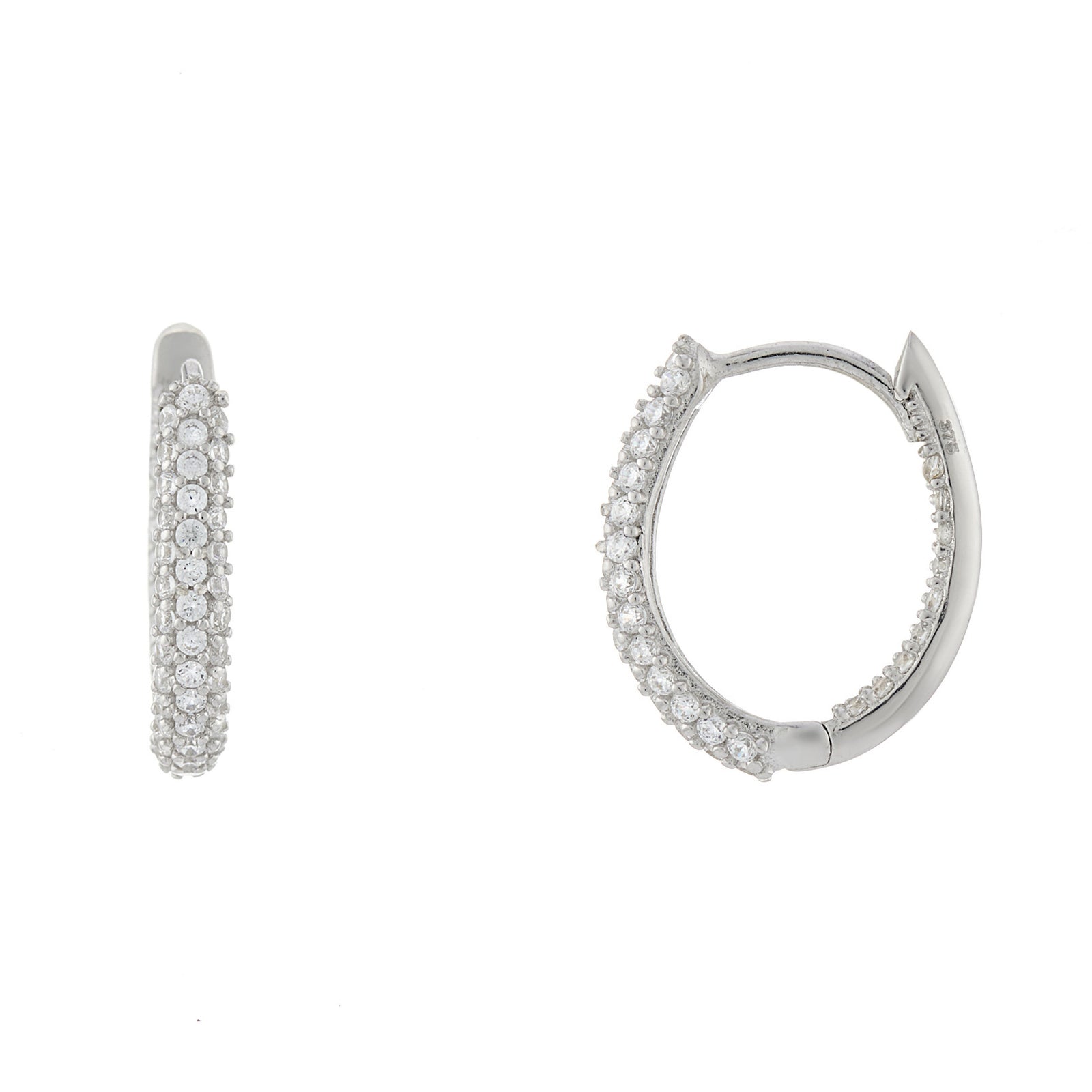 9ct white gold oval cz inside out huggy earrings