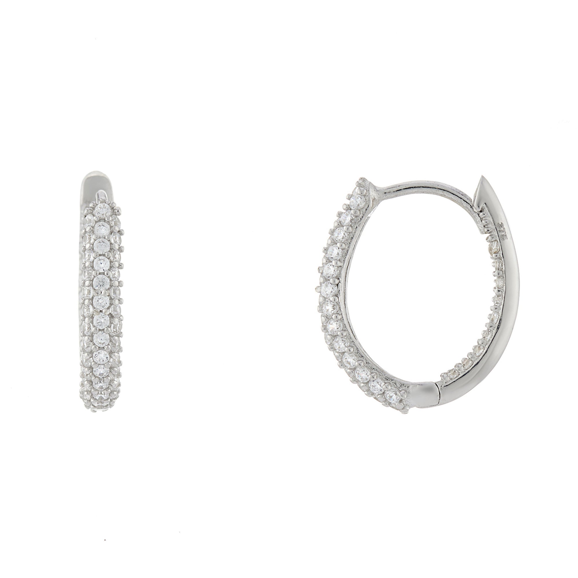 9ct white gold oval cz inside out huggy earrings