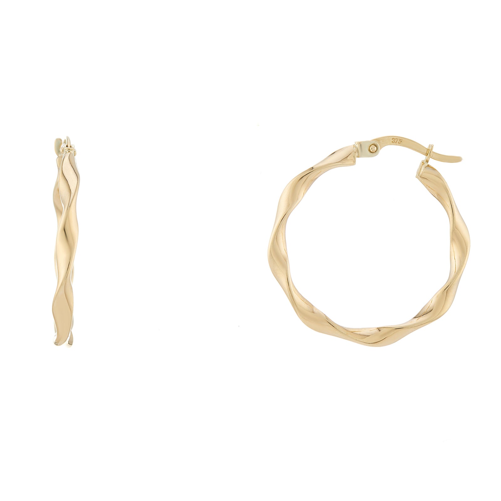 9ct gold 20mm twisted hoop earrings