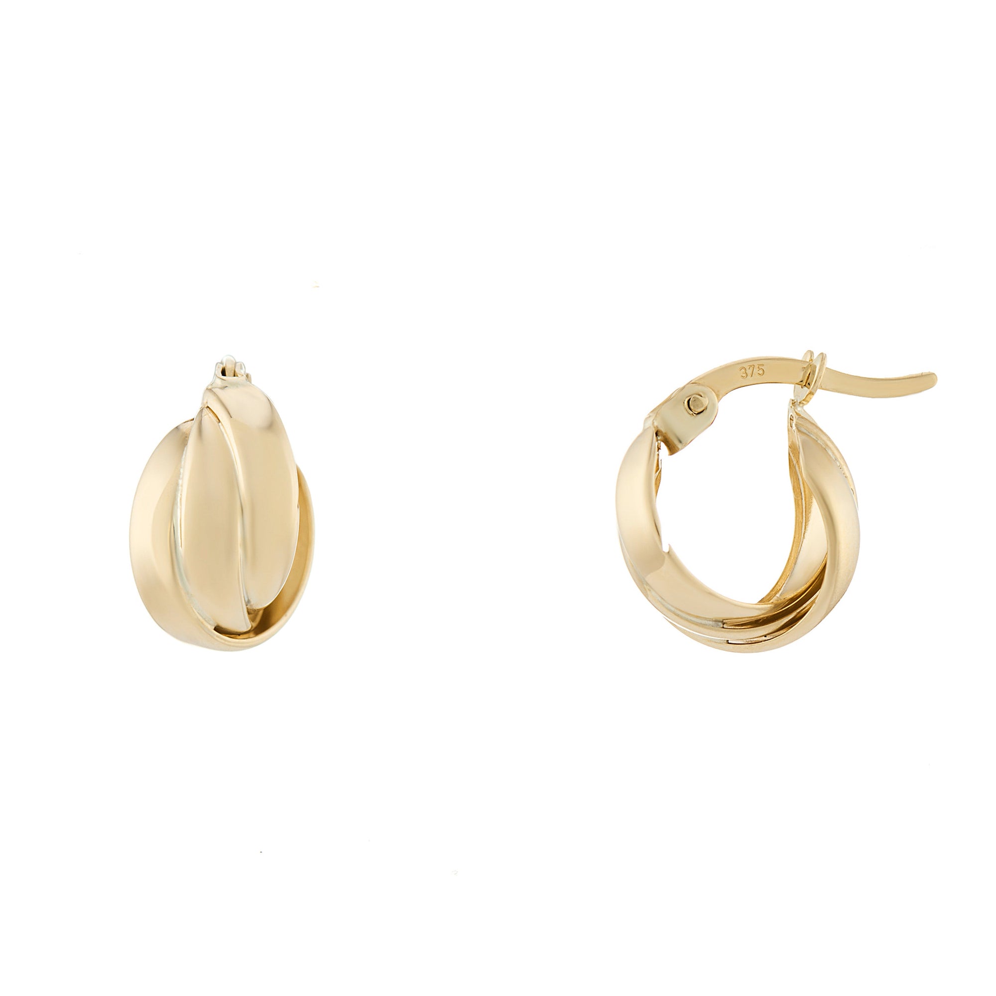 9ct gold 3 strand creole earrings
