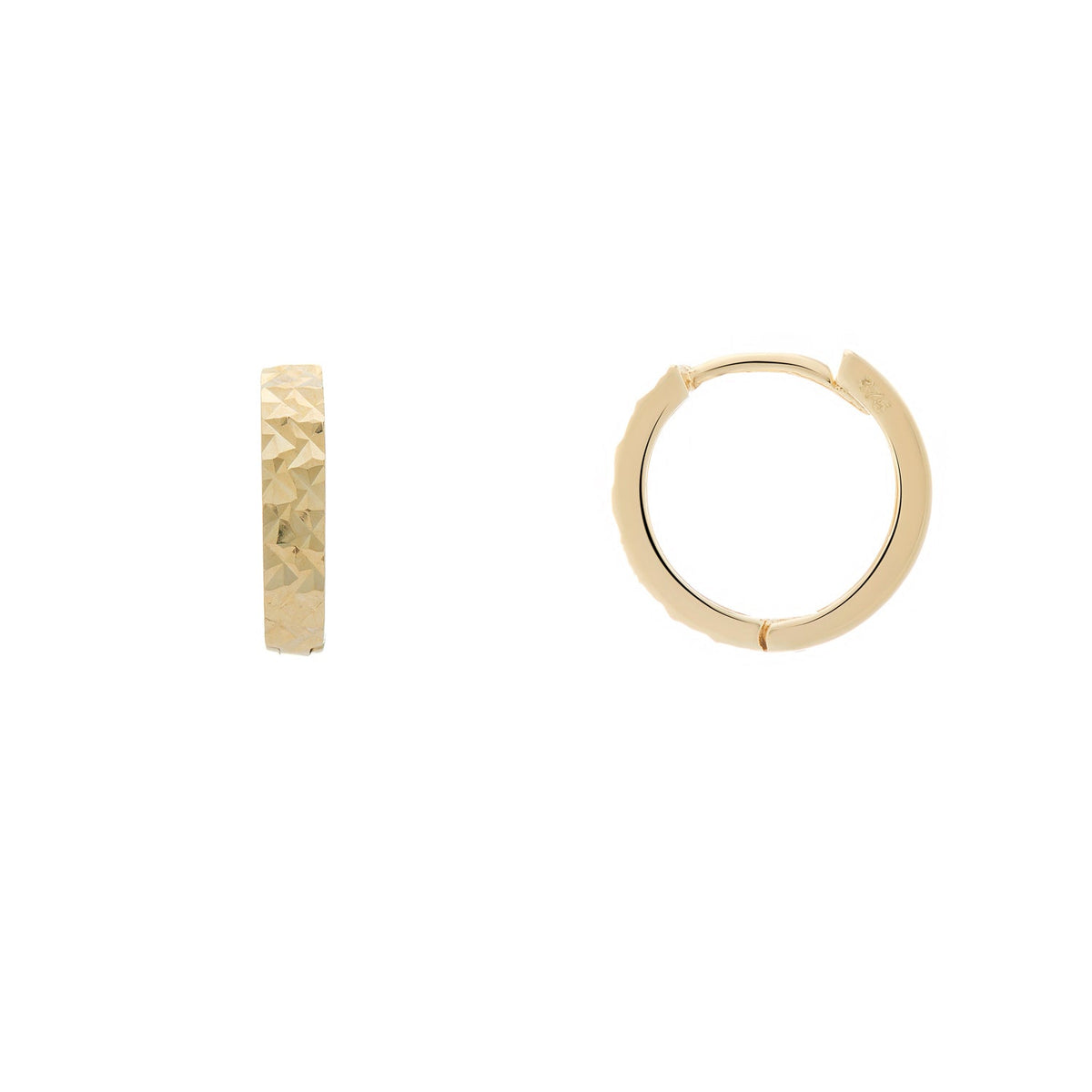 9ct gold 2.50mm x 9.00mm square tube d/c huggy earrings