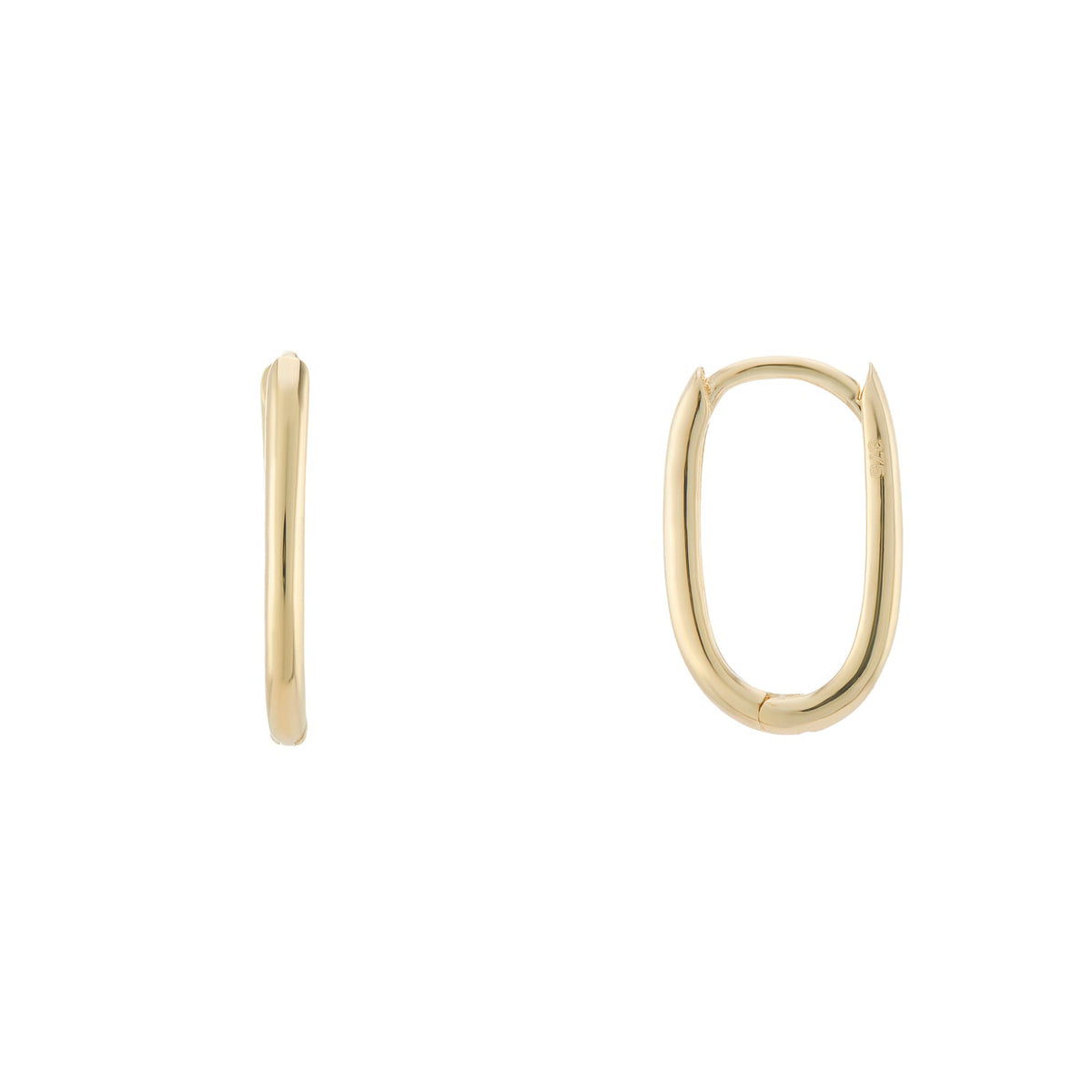 9ct gold 6.00mm x 11.0mm plain oval huggy earrings