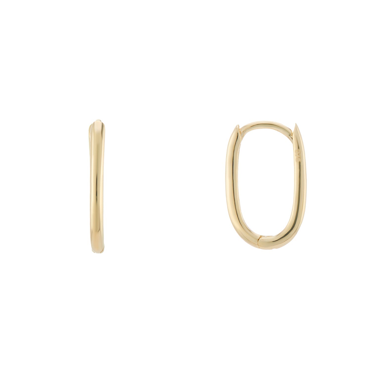 9ct gold 6.00mm x 11.0mm plain oval huggy earrings