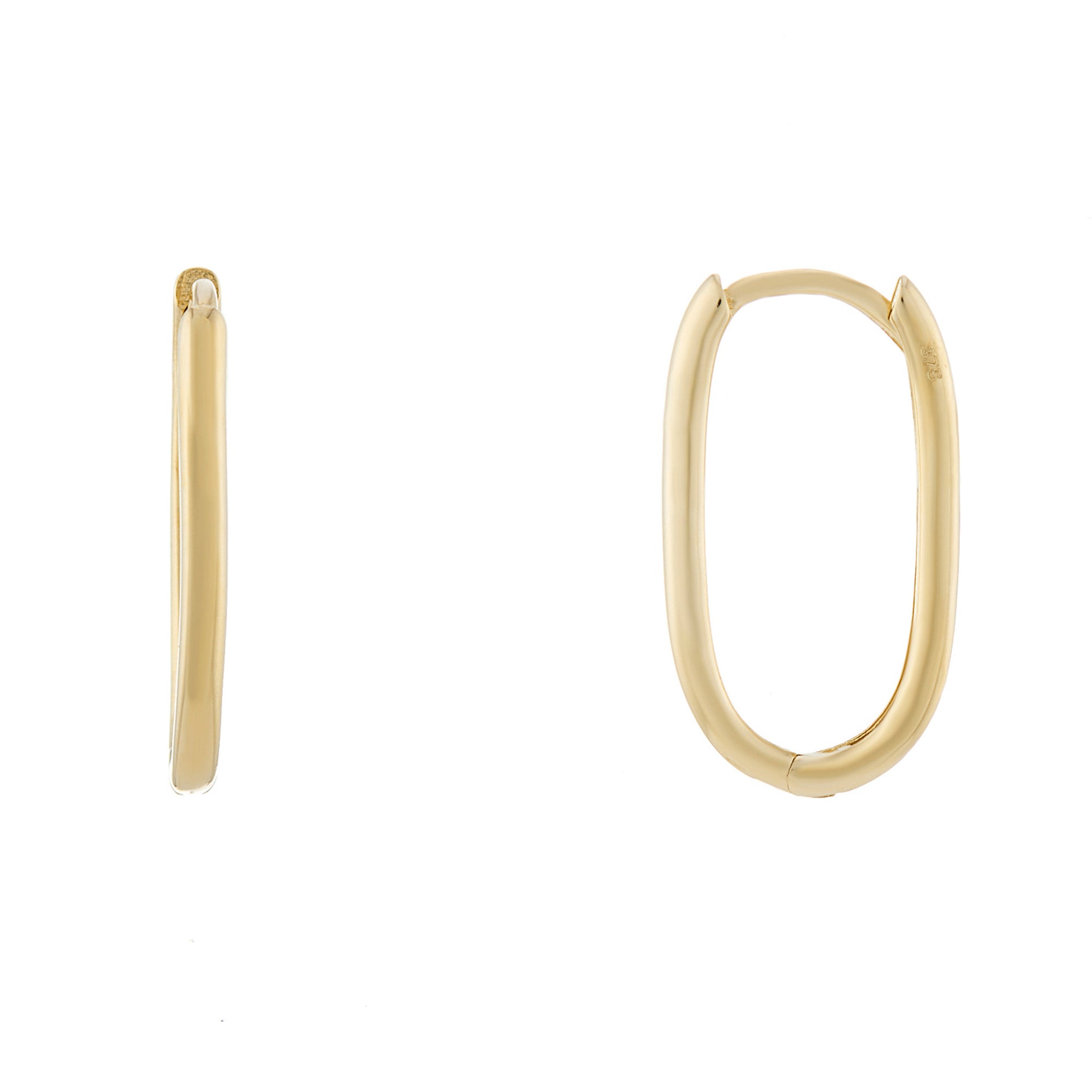 9ct gold 7.00mm x 14.0mm plain oval huggy earrings