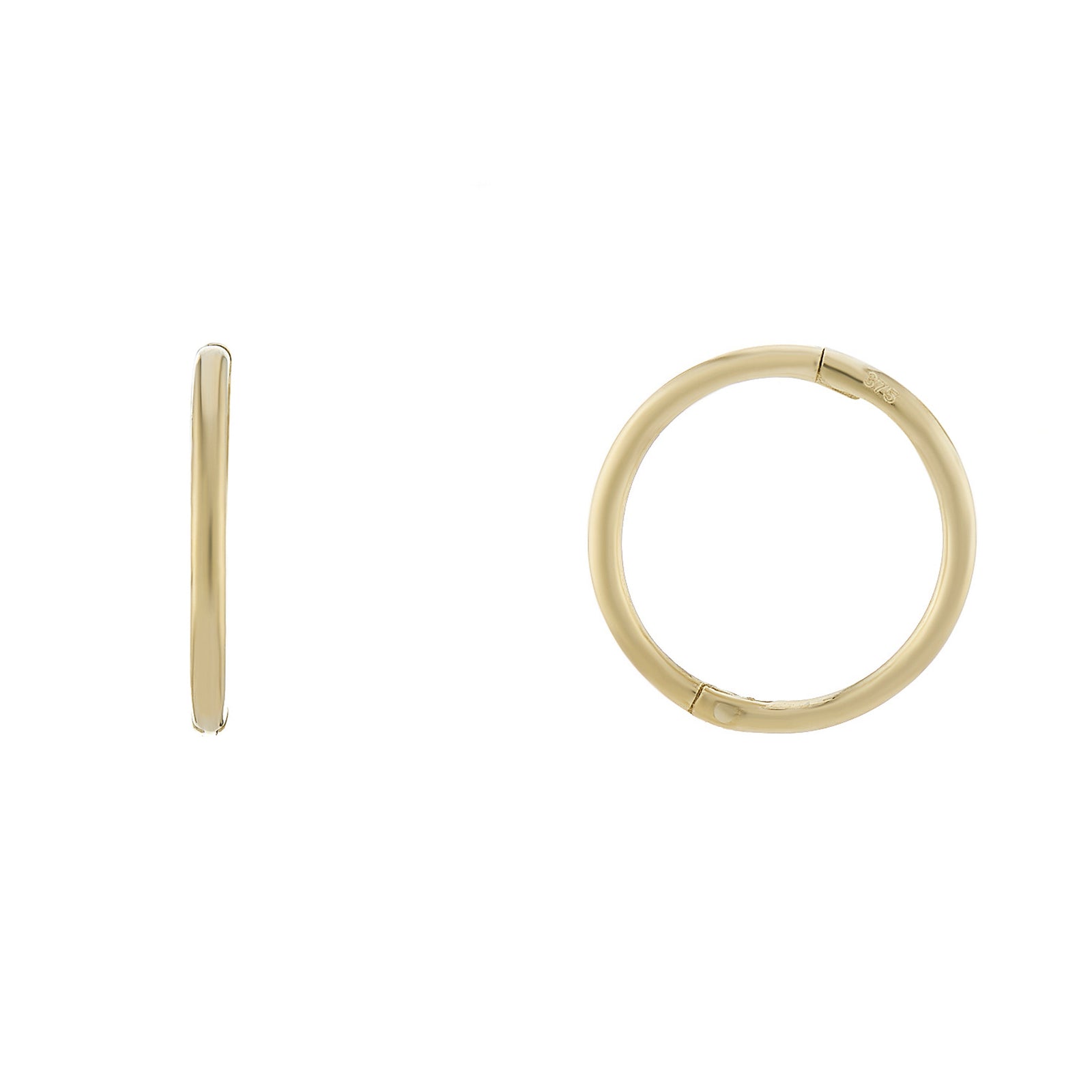 9ct gold 12mm hinged sleeper earrings