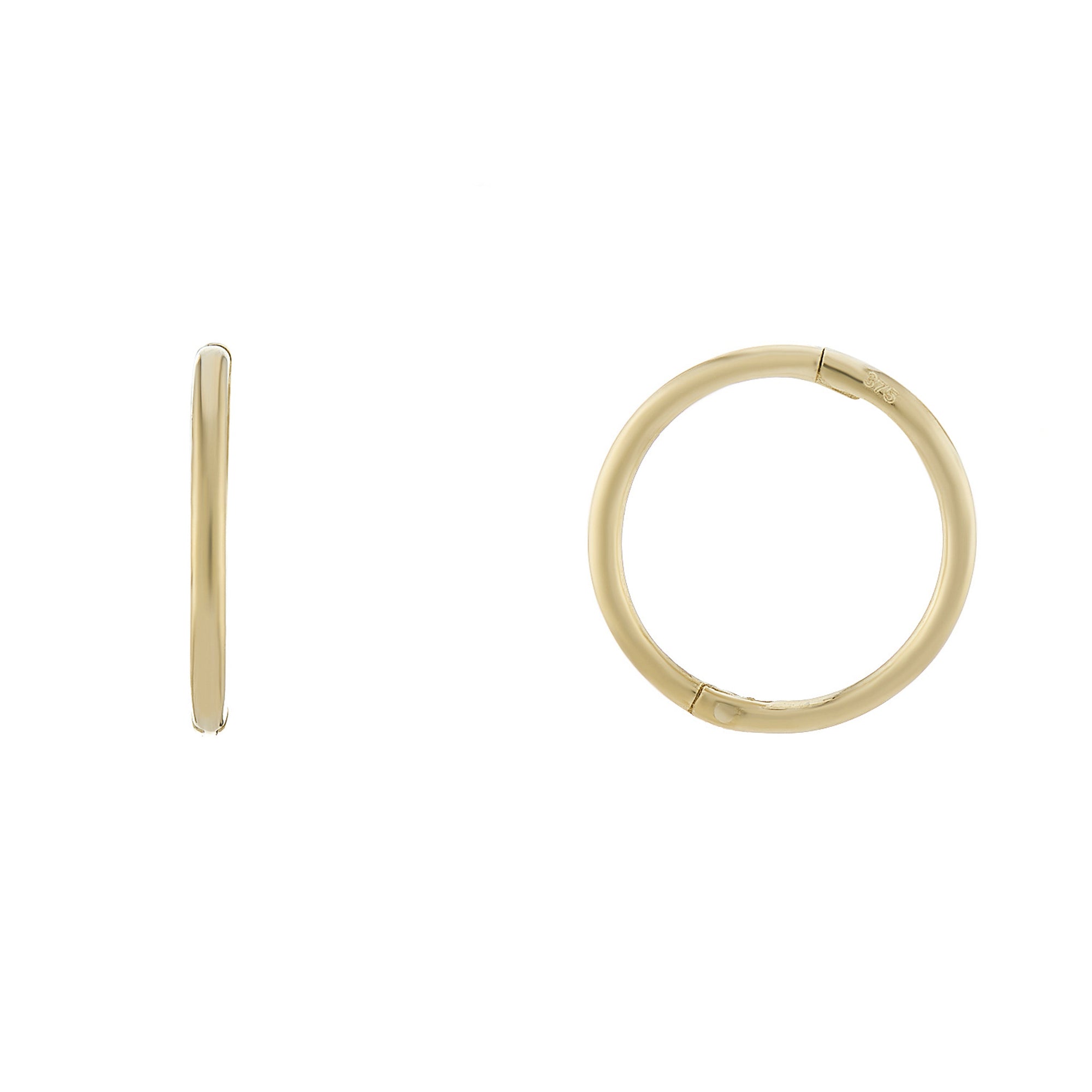 9ct gold 12mm hinged sleeper earrings