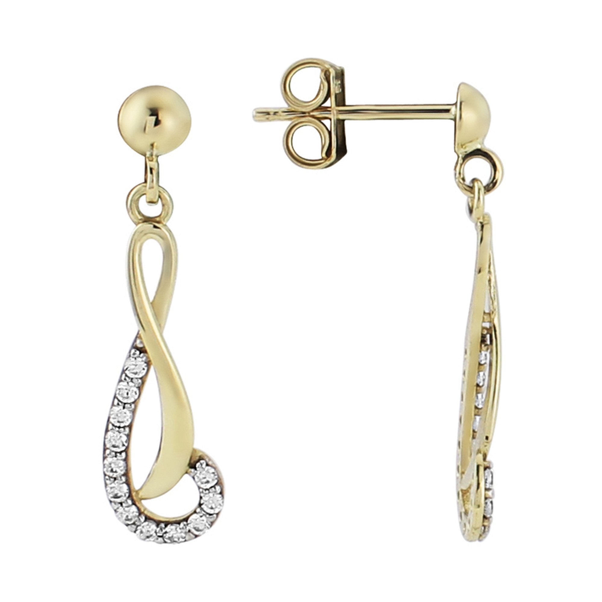 9ct gold cz drop earrings