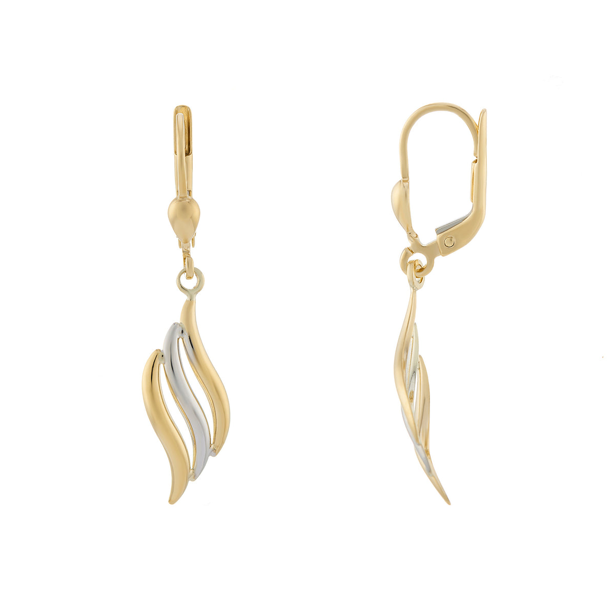 9ct yellow &amp; white gold drop earrings