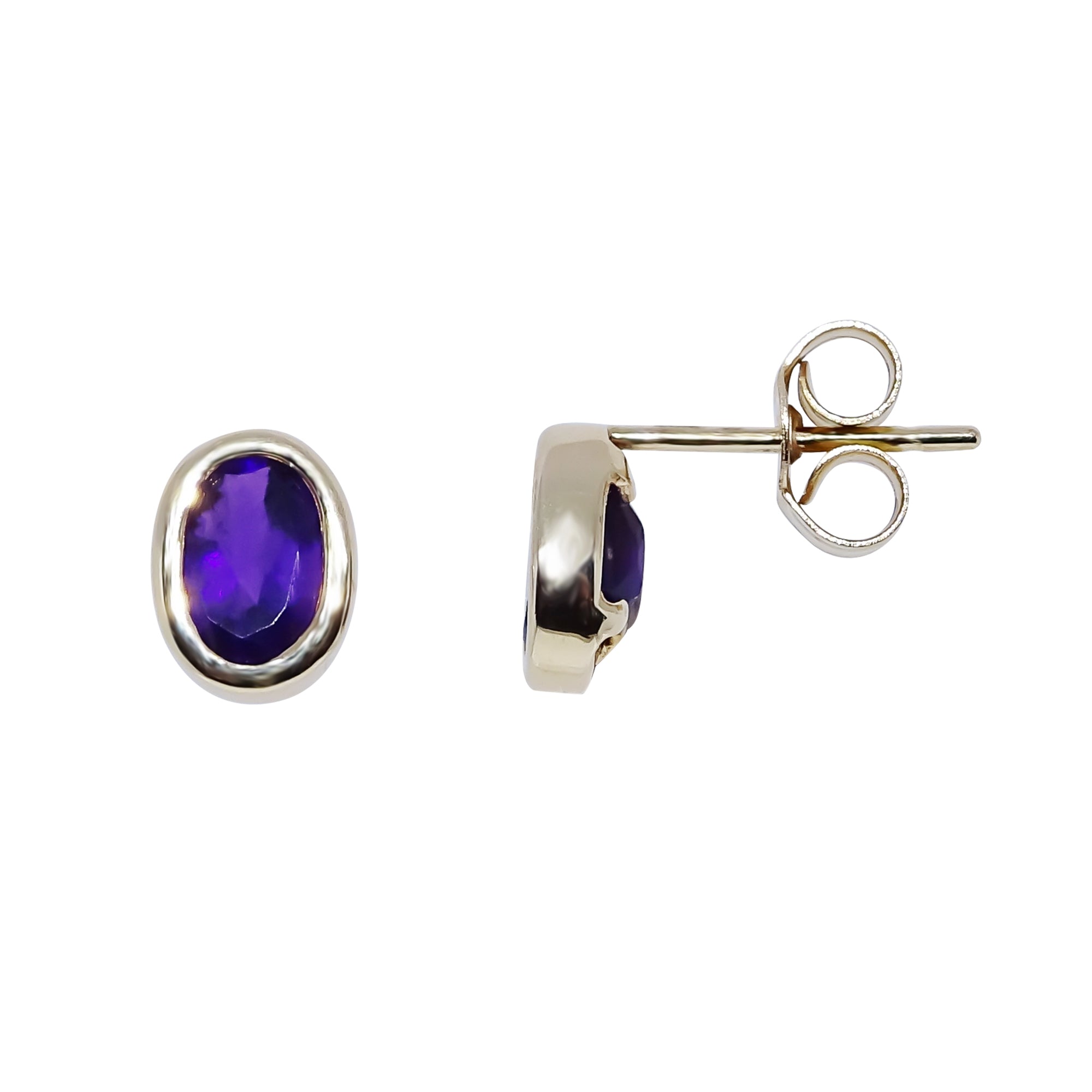 9ct gold amethyst stud earrings