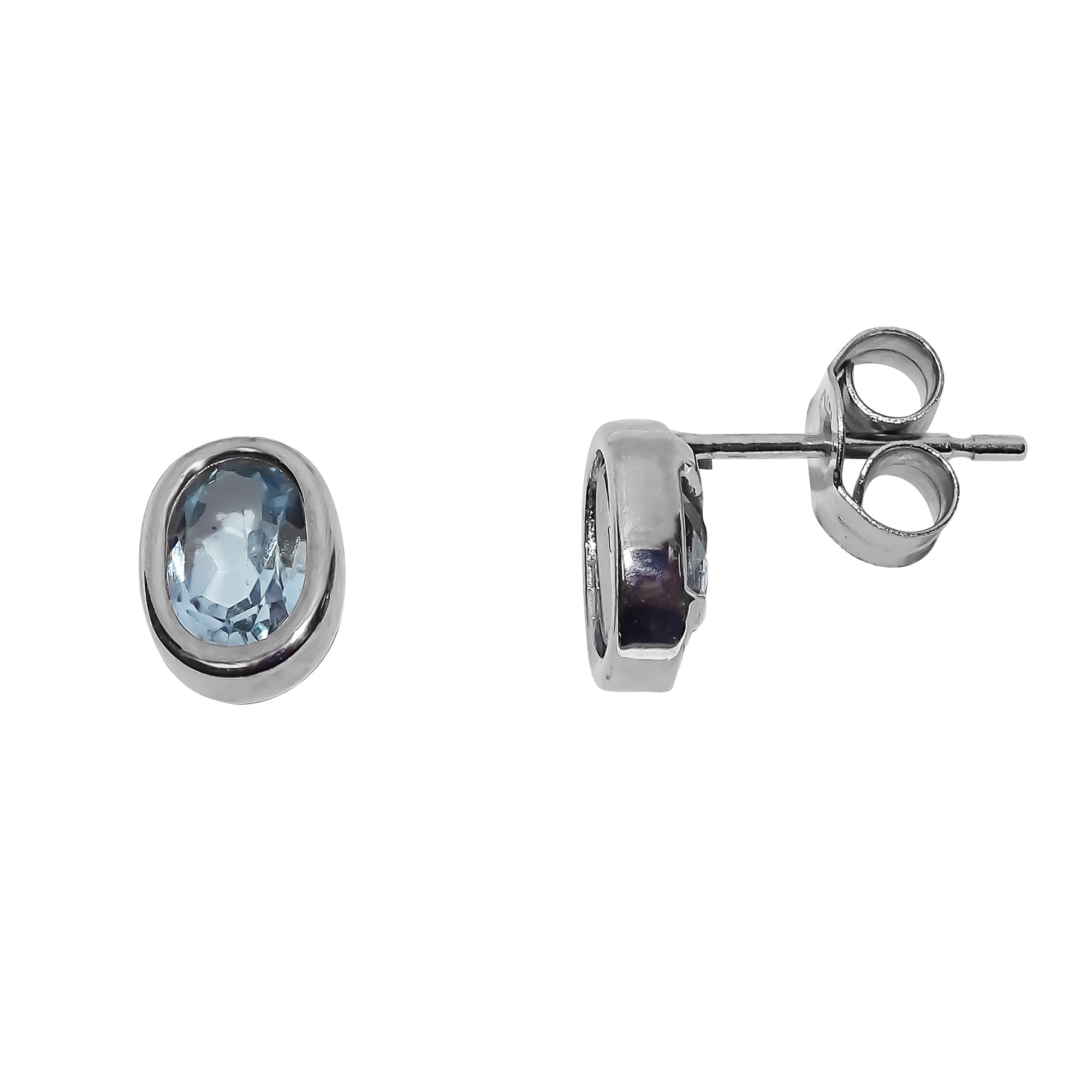 9ct white gold blue topaz stud earrings