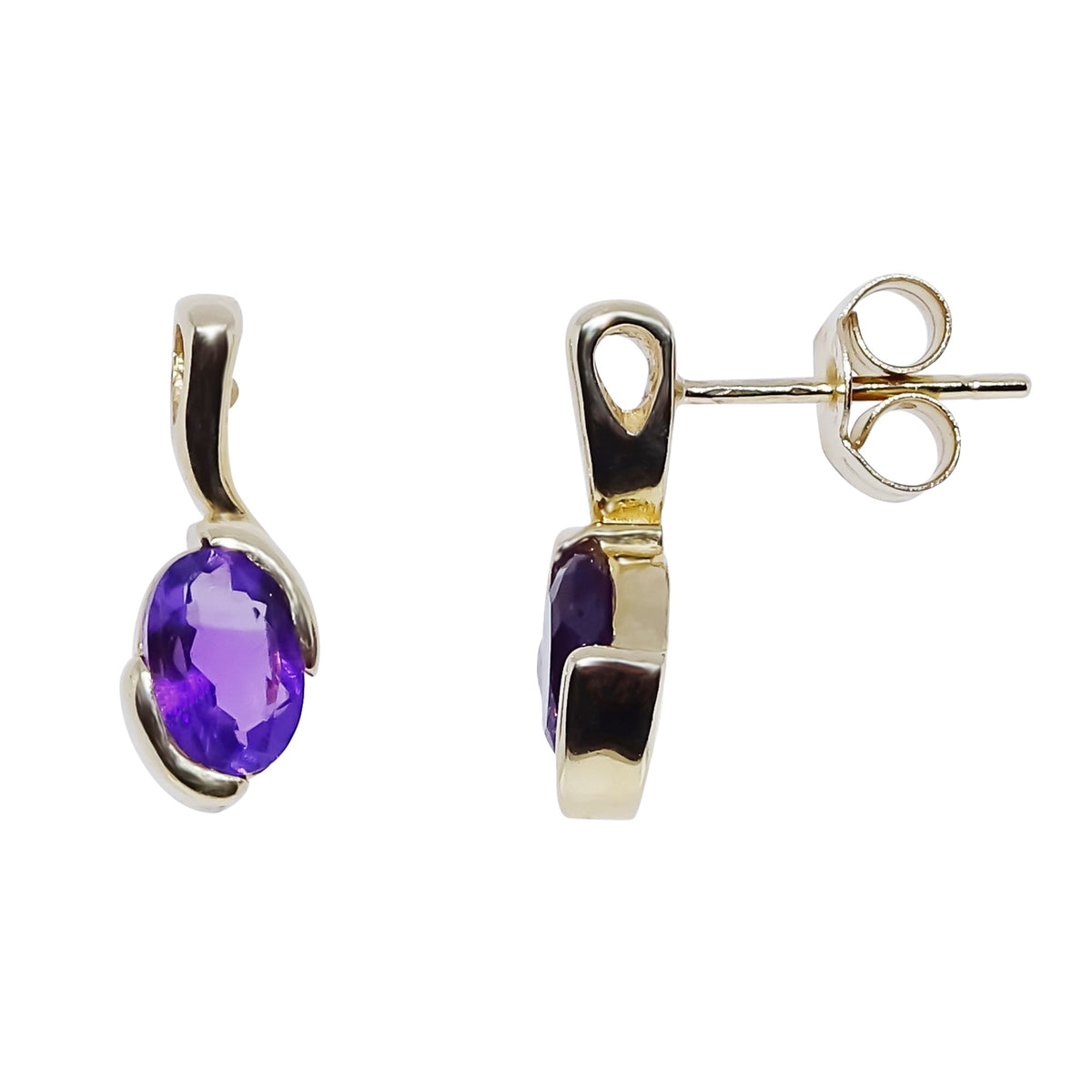 9ct gold amethyst stud earrings