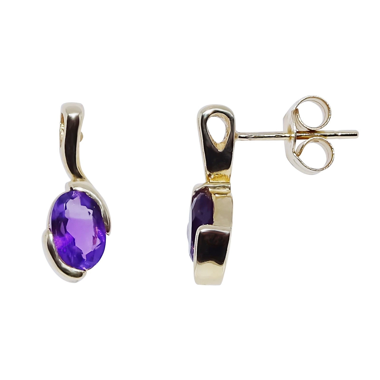9ct gold amethyst stud earrings