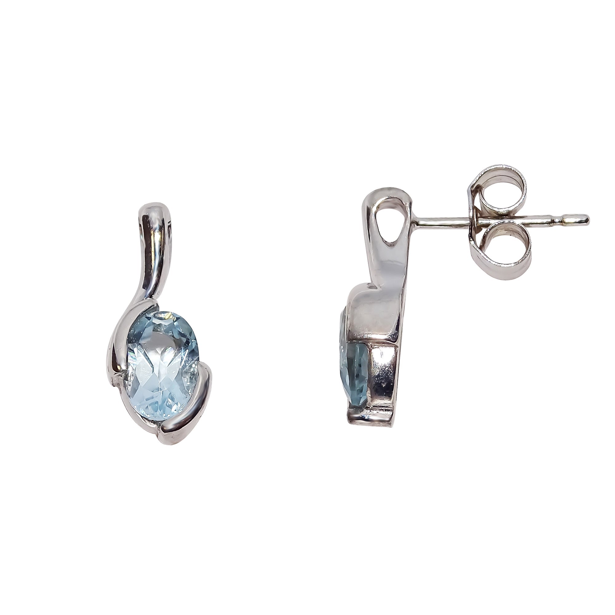 9ct white gold blue topaz stud earrings