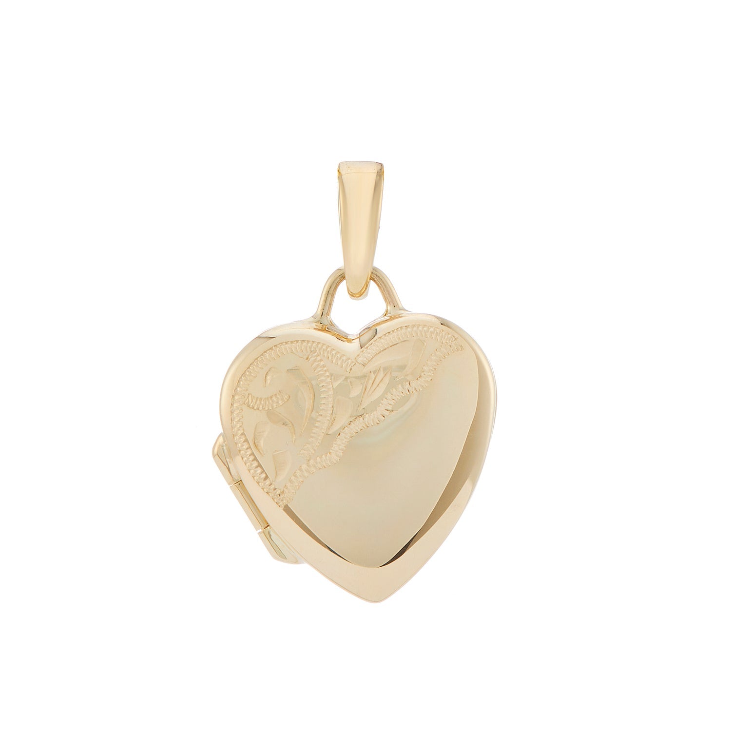 9ct gold half engraved 13mm heart locket