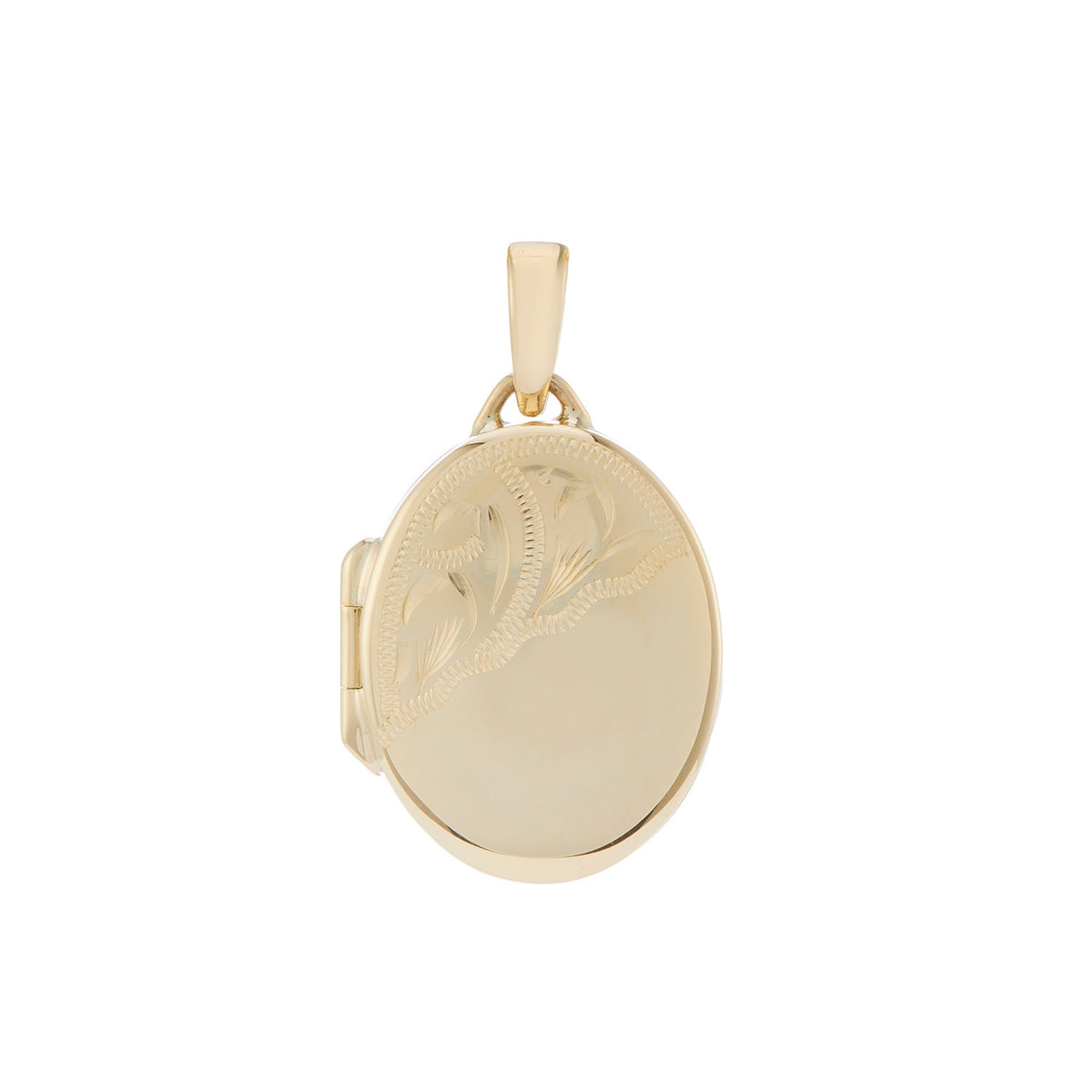 9ct gold half engraved 13mm x 17mm oval locket