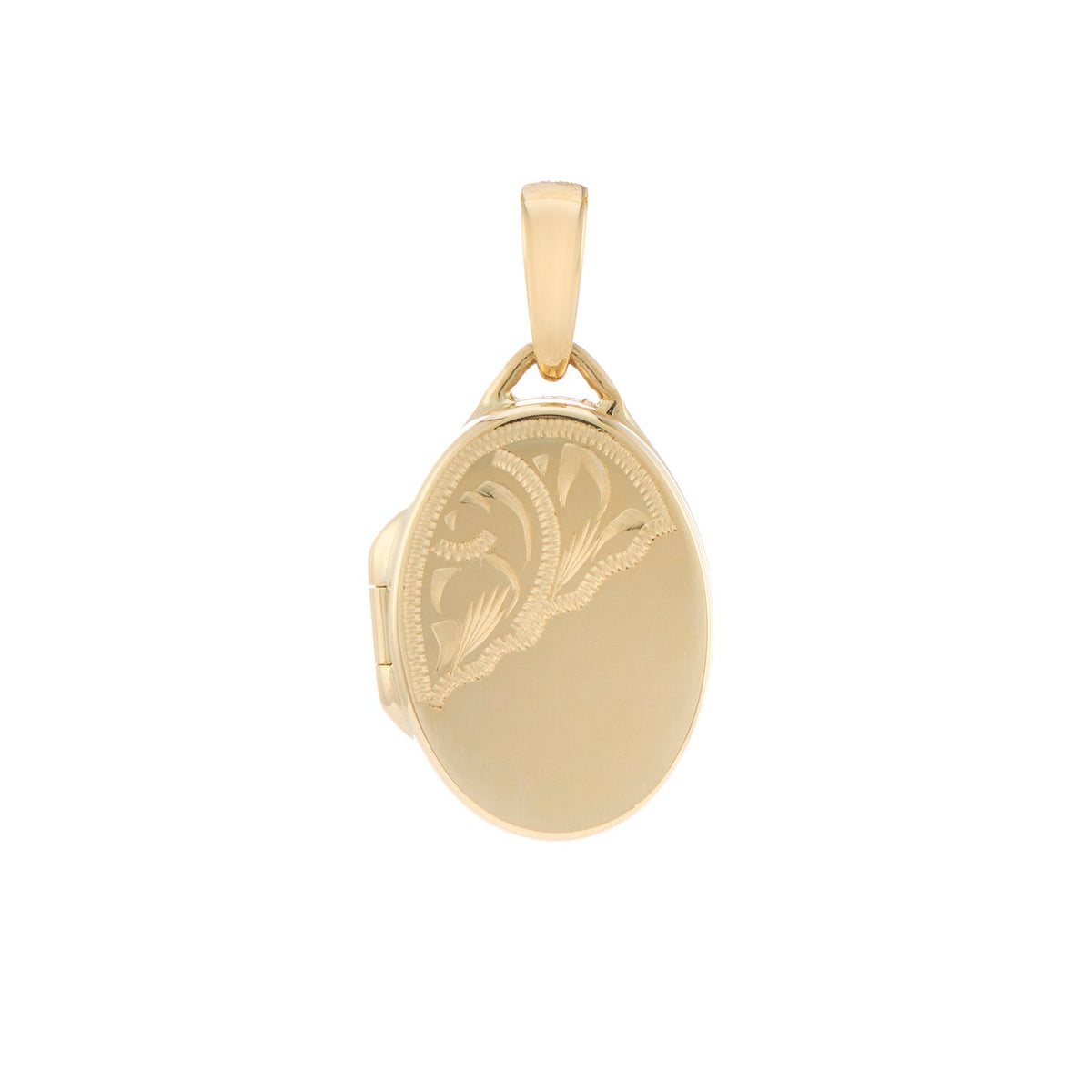 9ct gold half engraved 10mm x14mm oval flat locket