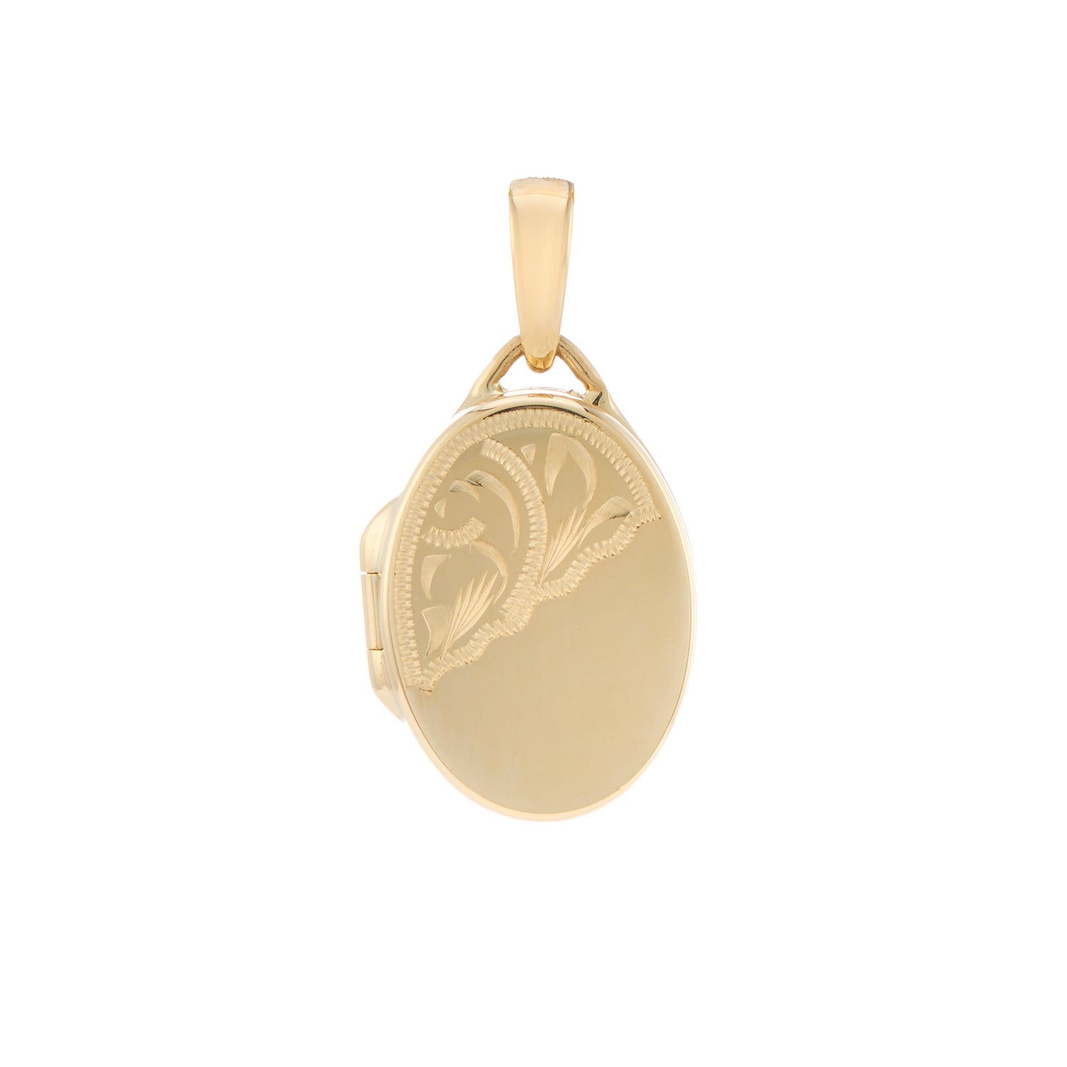 9ct gold half engraved 10mm x14mm oval flat locket