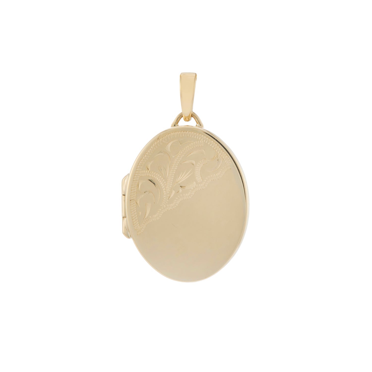 9ct gold half engraved 16mm x 20mm oval flat locket