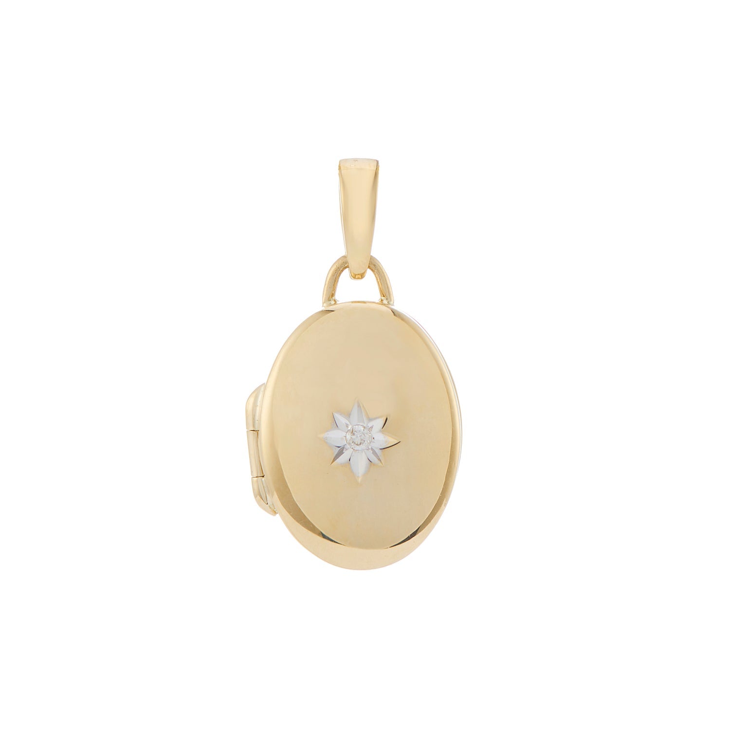 9ct gold 10mm x 14mm oval locket diamond