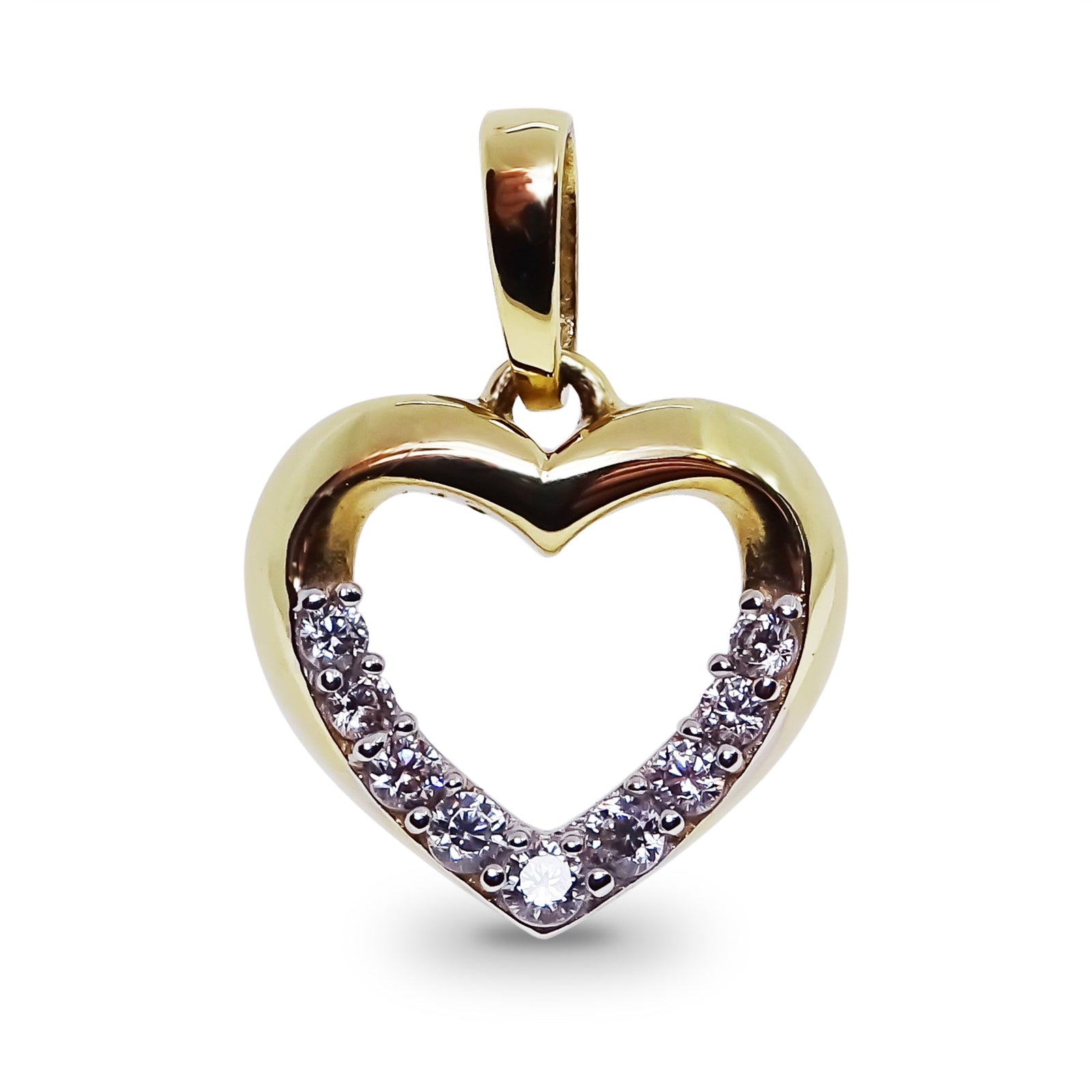 9ct gold cz heart pendant