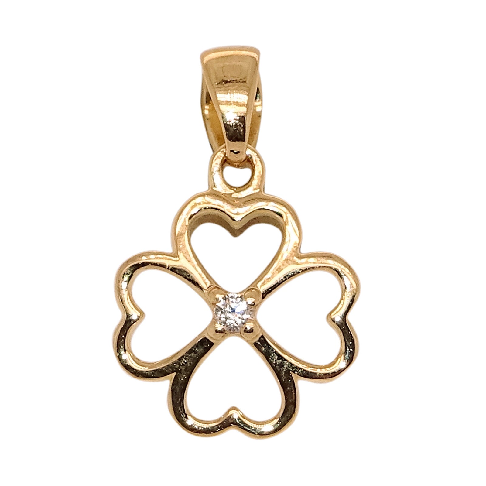 9ct gold four hearts CZ pendant