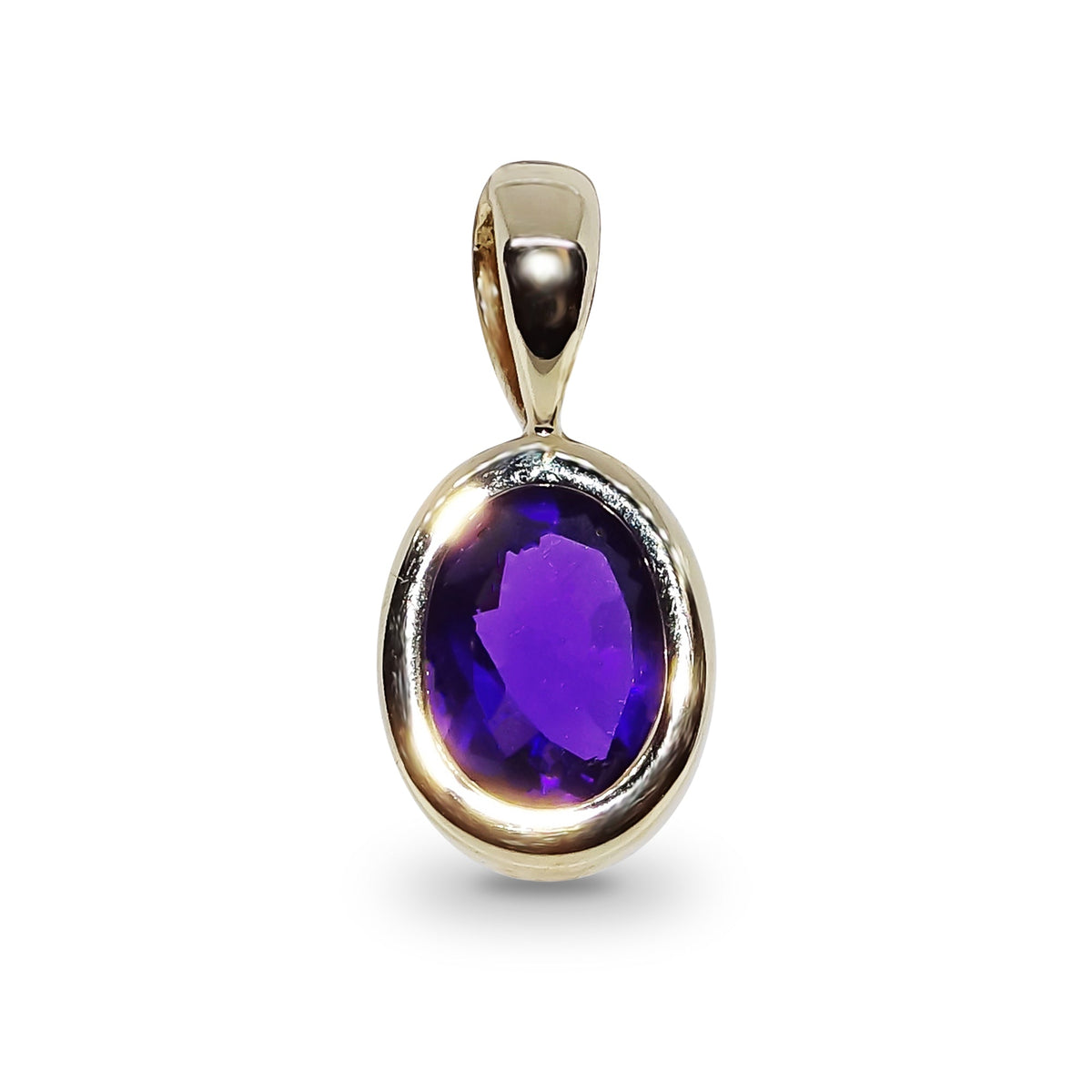 9ct gold oval amethyst pendant
