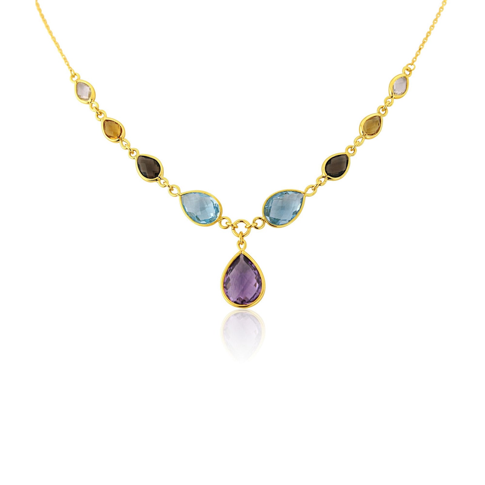 9ct gold multi gem necklace