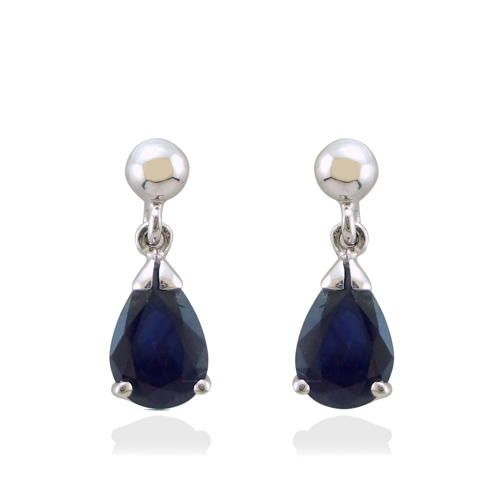 9ct white gold 7x5mm pear shape sapphire drop earrings