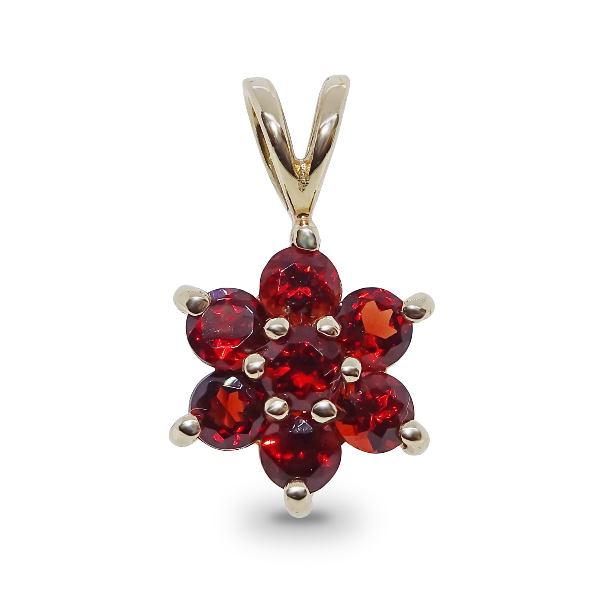 9ct gold garnet cluster pendant