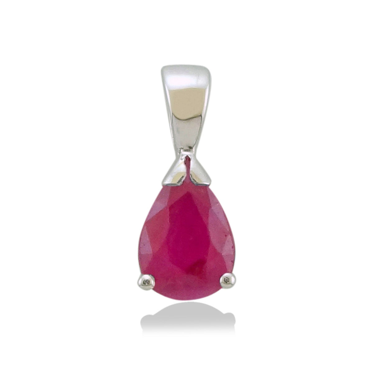9ct white gold 7x5mm pear shape ruby pendant