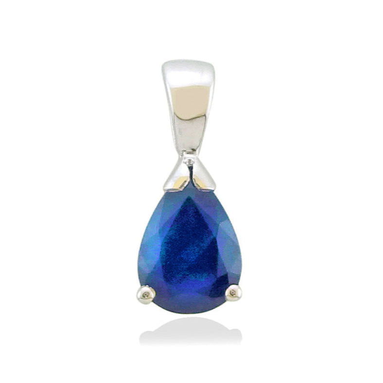 9ct white gold 7x5mm pear shape sapphire pendant