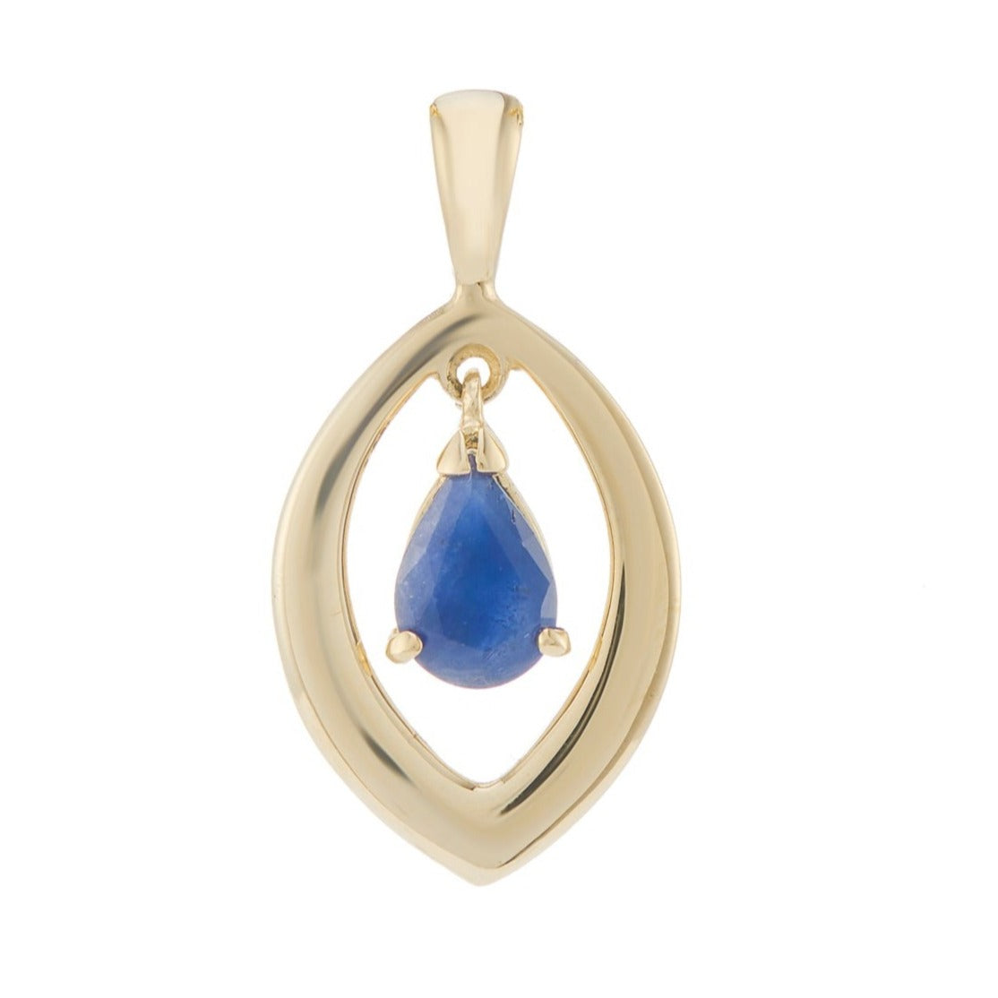 9ct gold 7x5mm pear shape swinging sapphire pendant