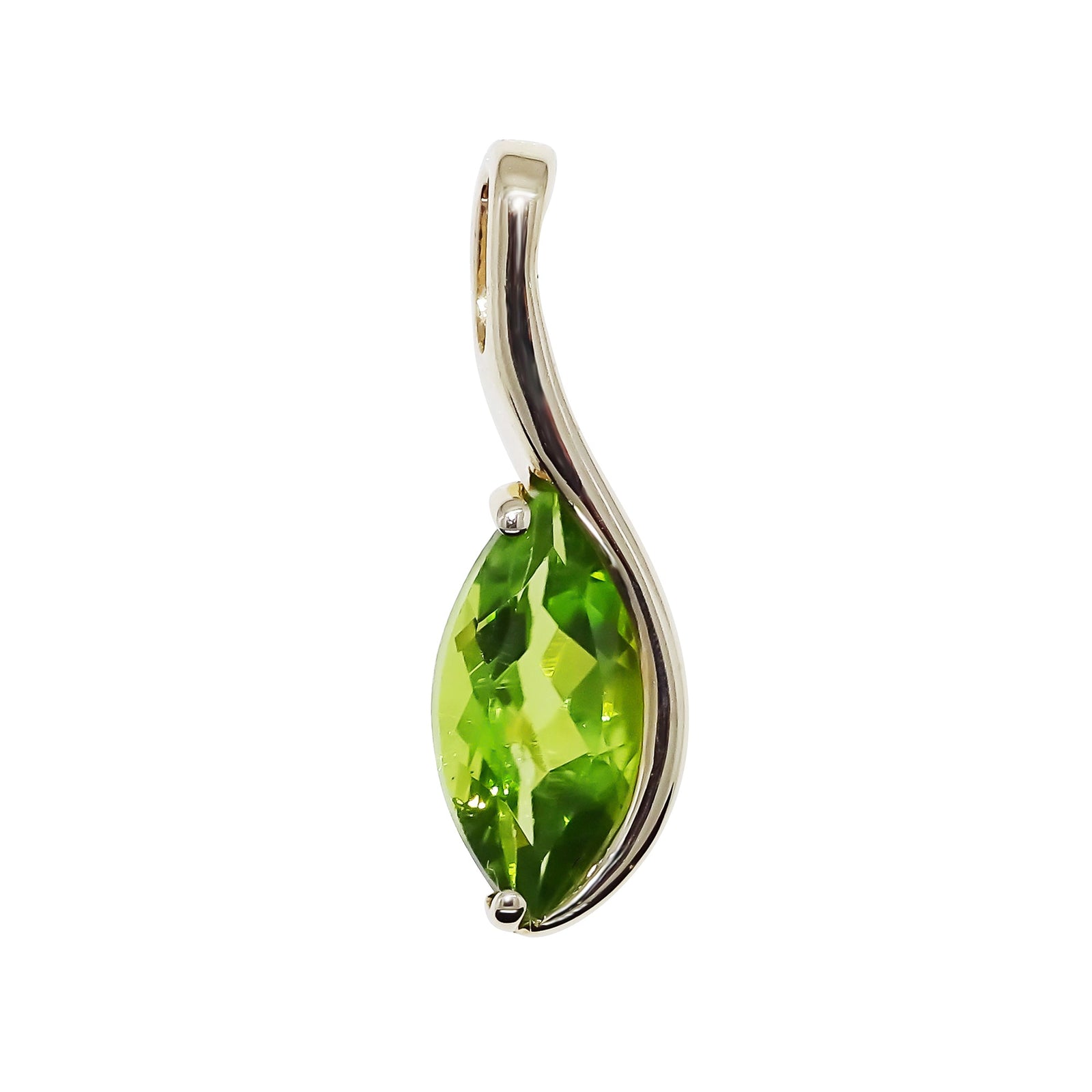 9ct gold 12x6mm marquise shape peridot pendant