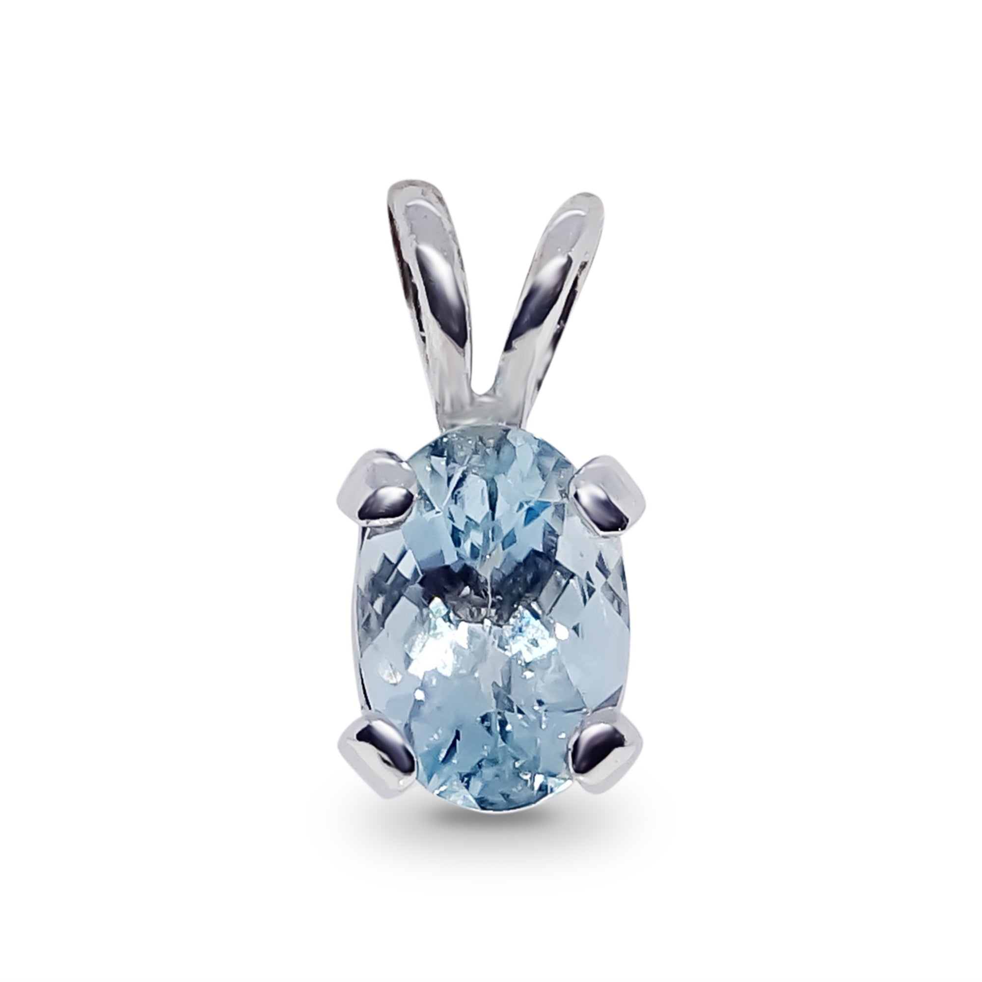 9ct white gold 7x5mm oval aquamarine pendant